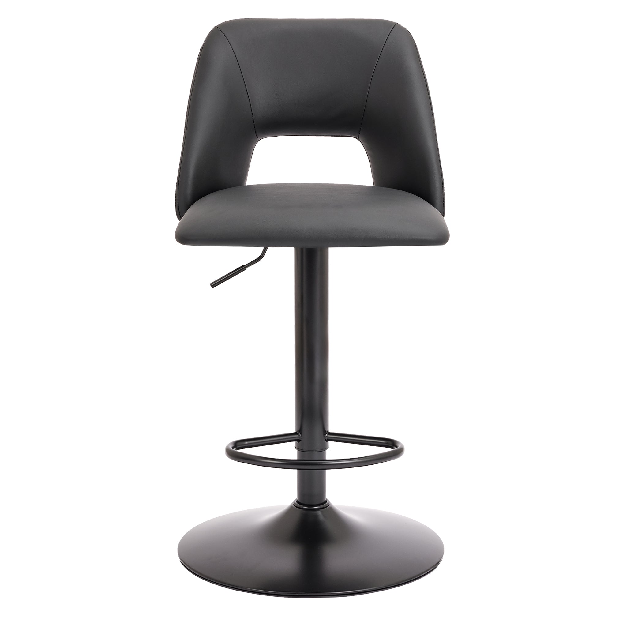 Adler Air Lift Stool - Black Faux Leather Adjustable Height-DECOROLALA