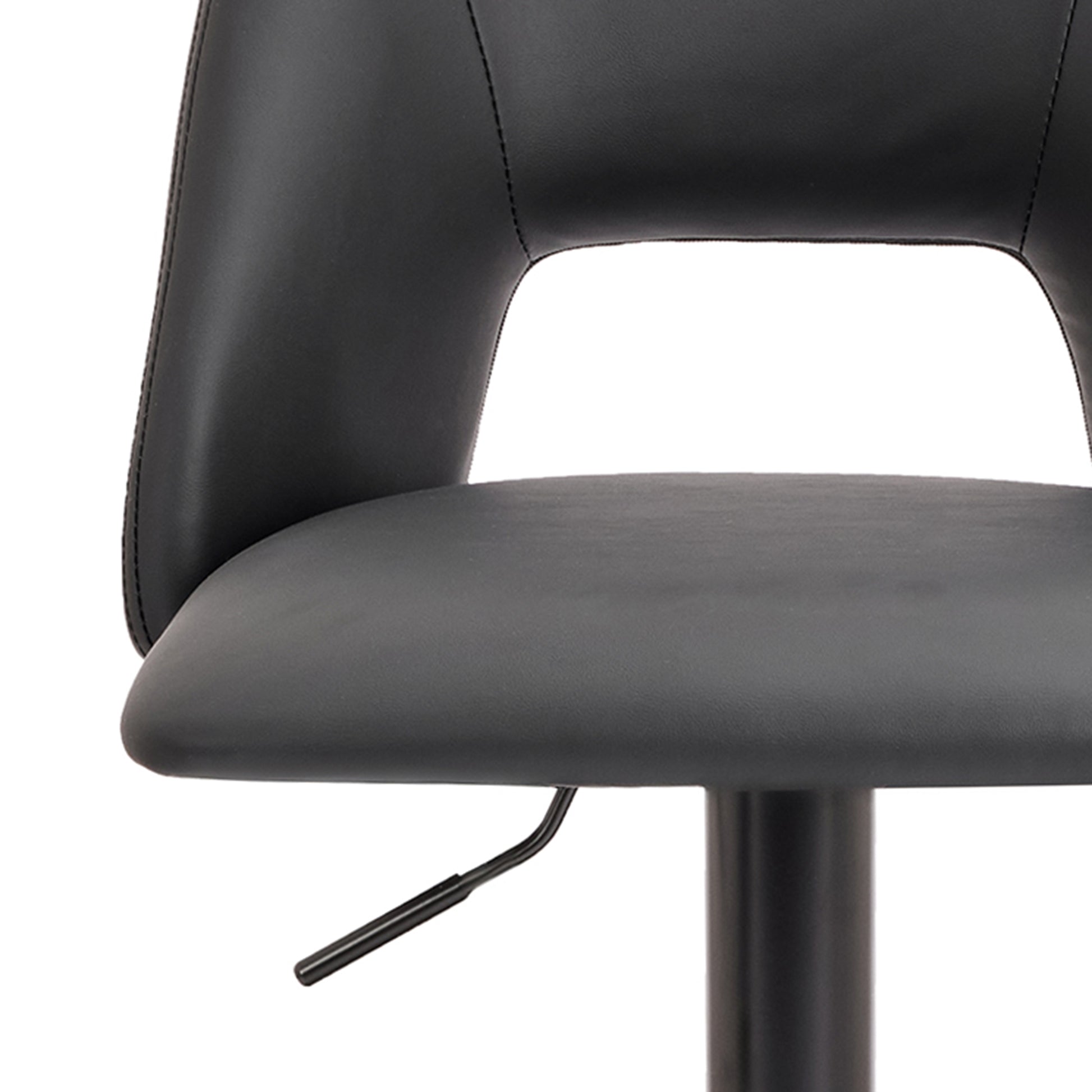 Adler Air Lift Stool - Black Faux Leather Adjustable Height-DECOROLALA