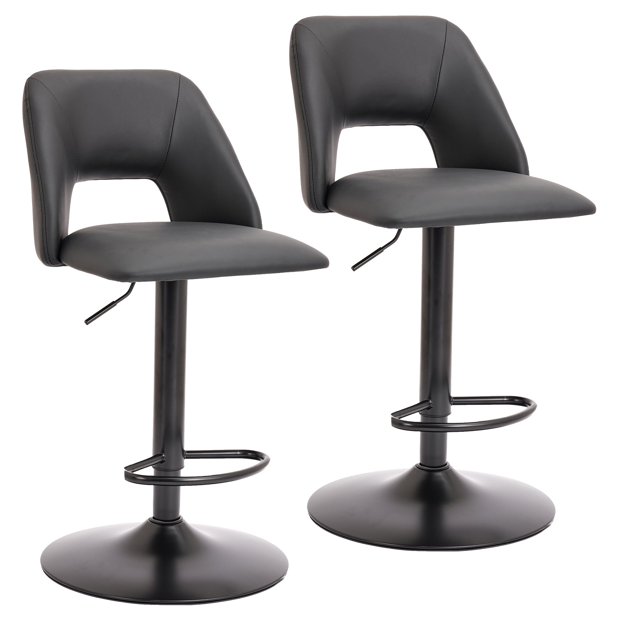 Adler Air Lift Stool - Black Faux Leather Adjustable Height-DECOROLALA