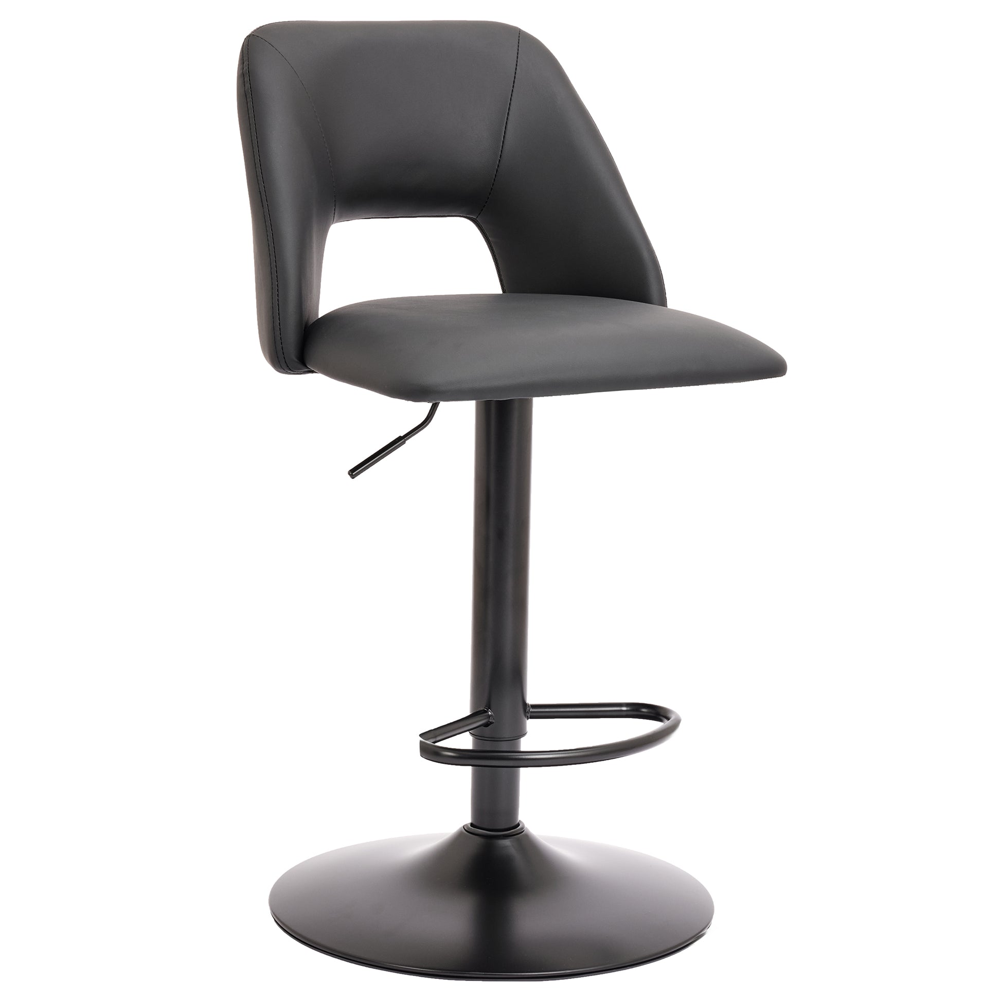 Adler Air Lift Stool - Black Faux Leather Adjustable Height-DECOROLALA