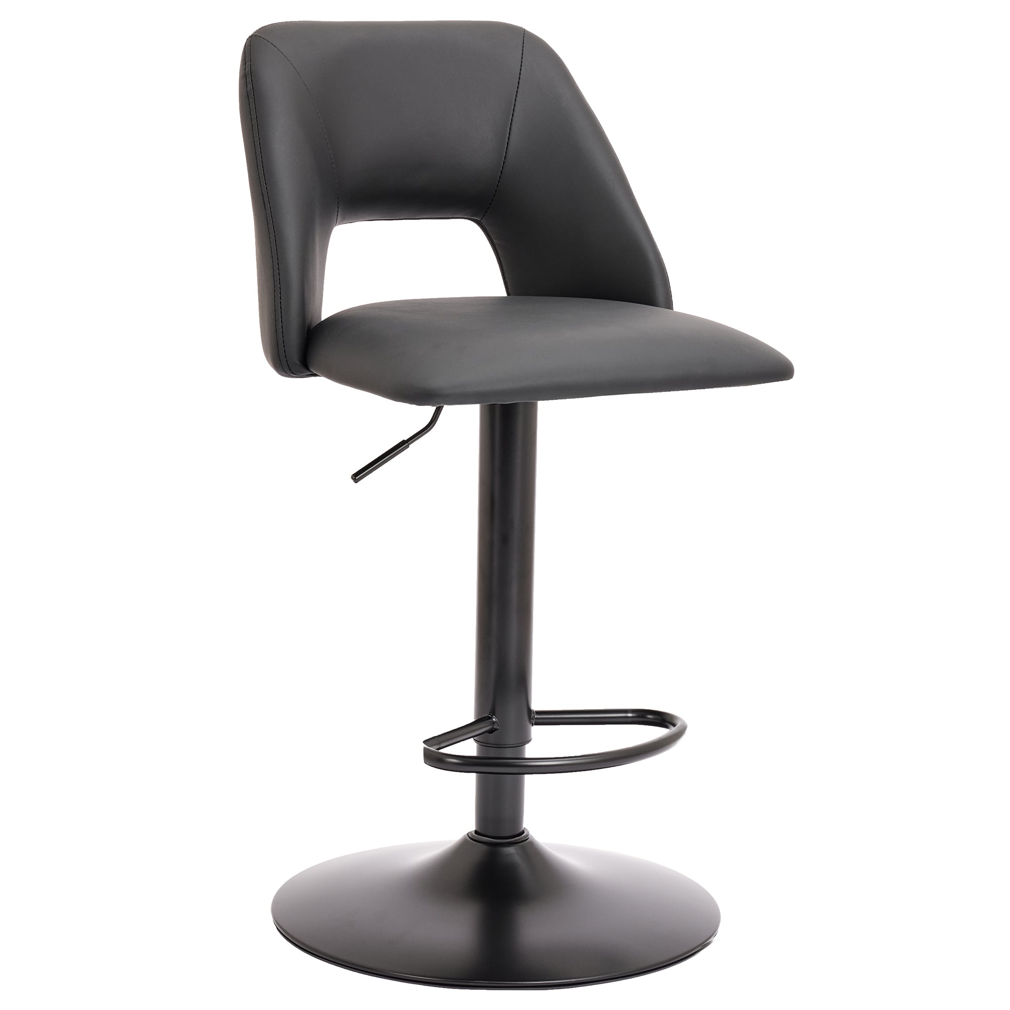 Adler Air Lift Stool - Black Faux Leather Adjustable Height-DECOROLALA