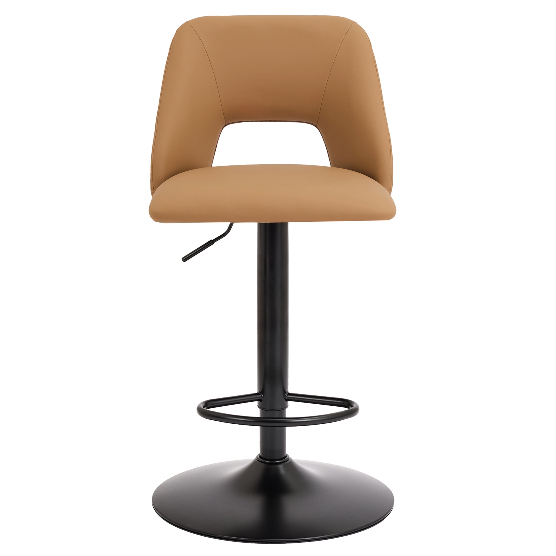 Adler Air Lift Stool - Tan Faux Leather Adjustable Height-DECOROLALA