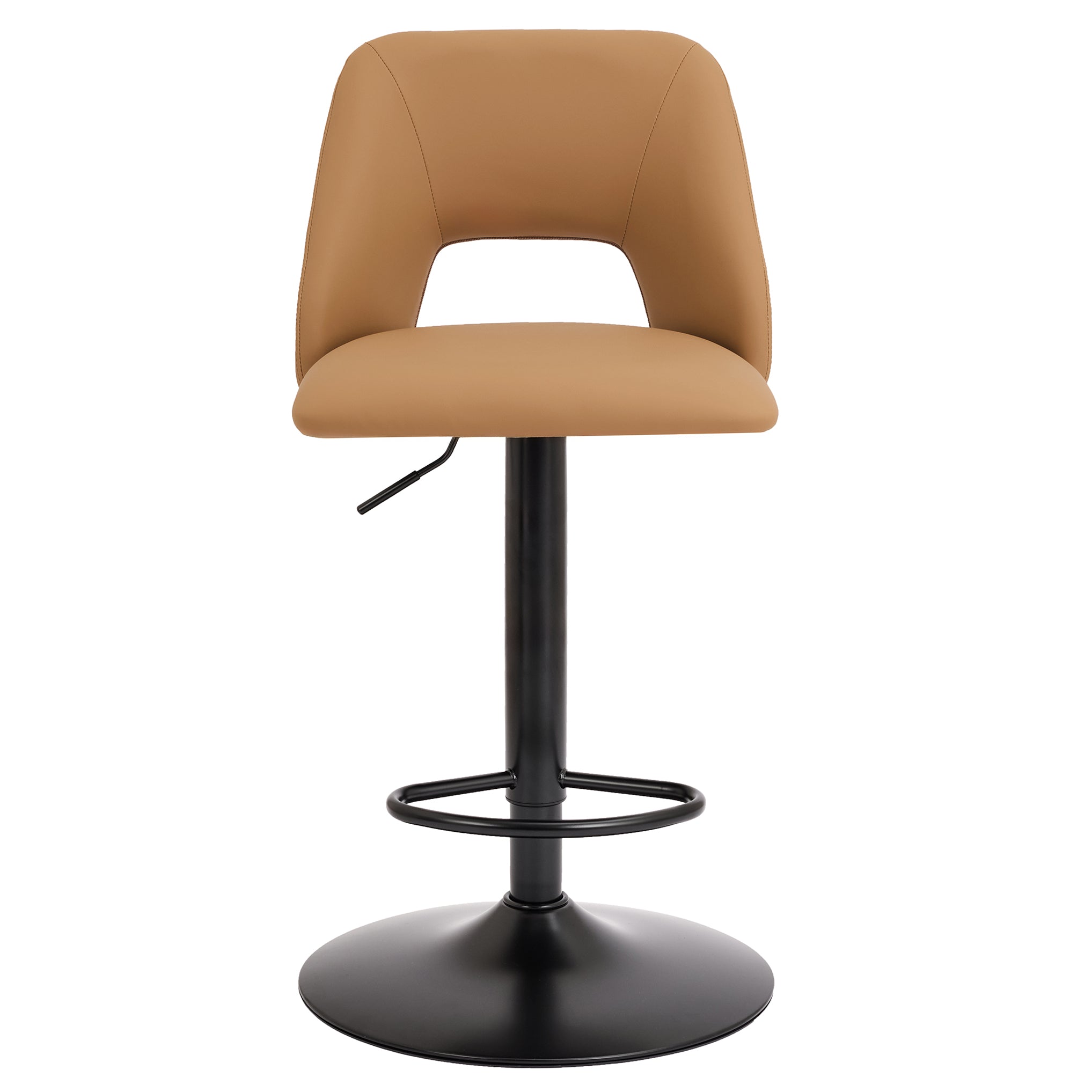 Adler Air Lift Stool - Tan Faux Leather Adjustable Height-DECOROLALA