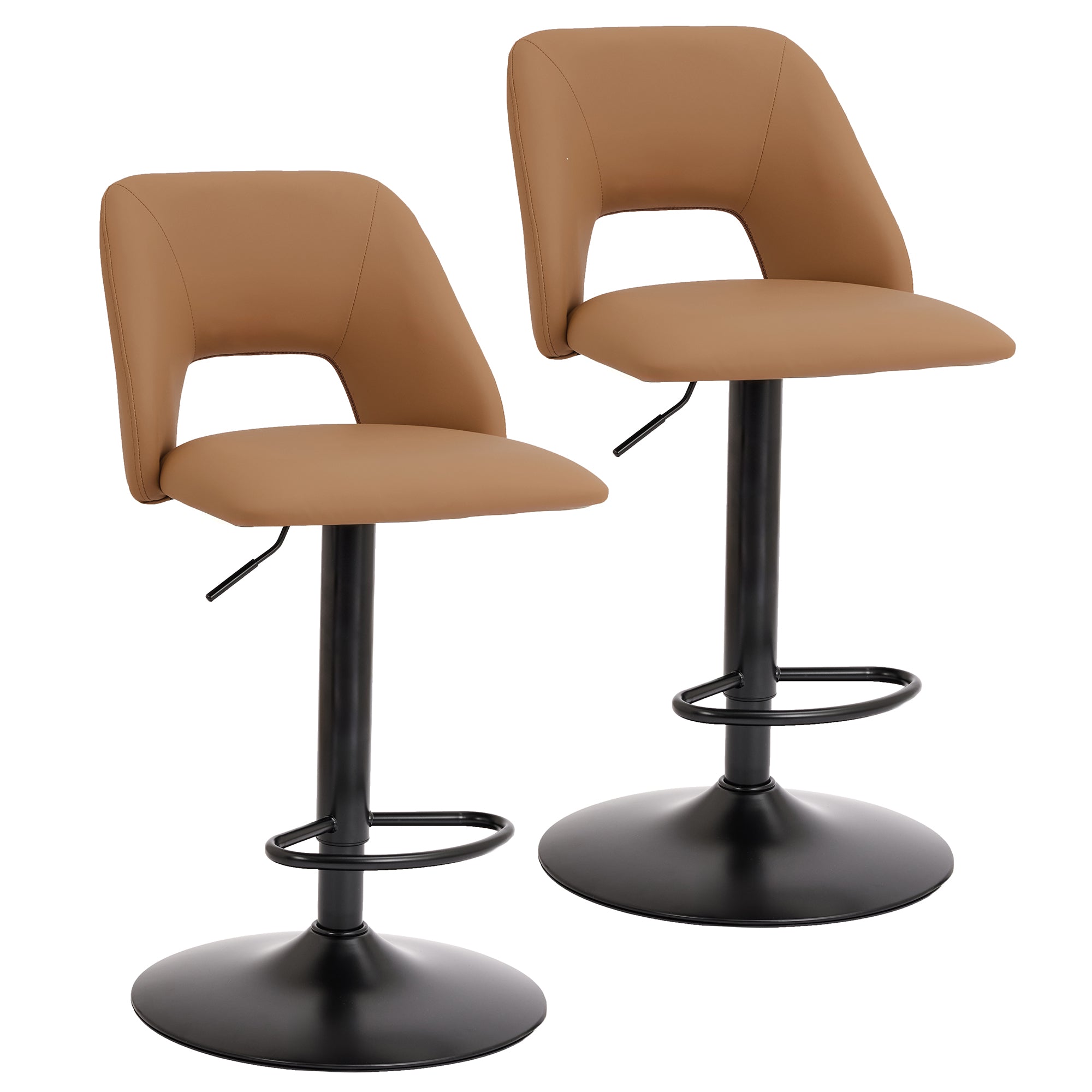 Adler Air Lift Stool - Tan Faux Leather Adjustable Height-DECOROLALA