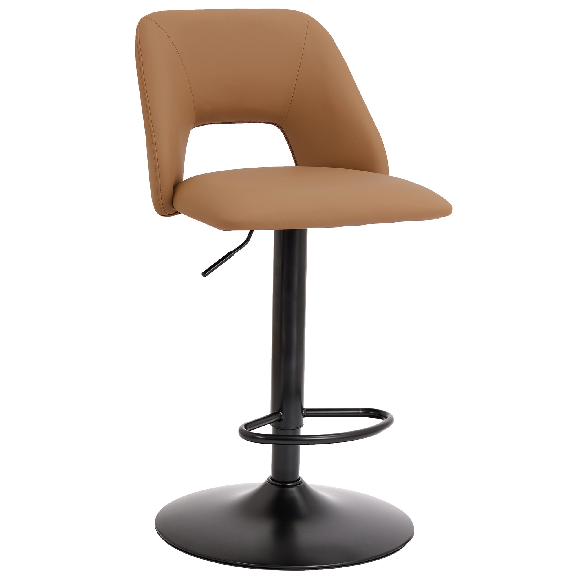 Adler Air Lift Stool - Tan Faux Leather Adjustable Height-DECOROLALA