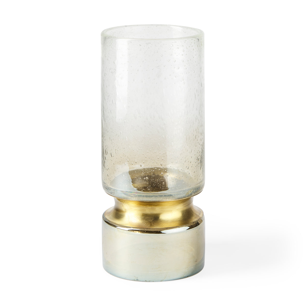 Adriatic I Small Brushed Gold Metal Glass Vase-Vase-DECOROLALA