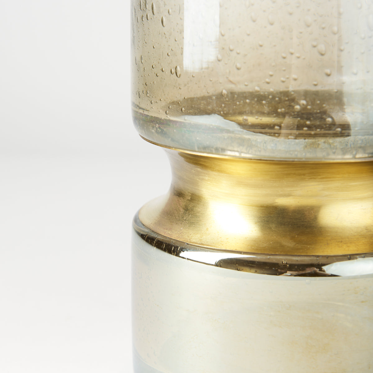 Adriatic I Small Brushed Gold Metal Glass Vase-Vase-DECOROLALA
