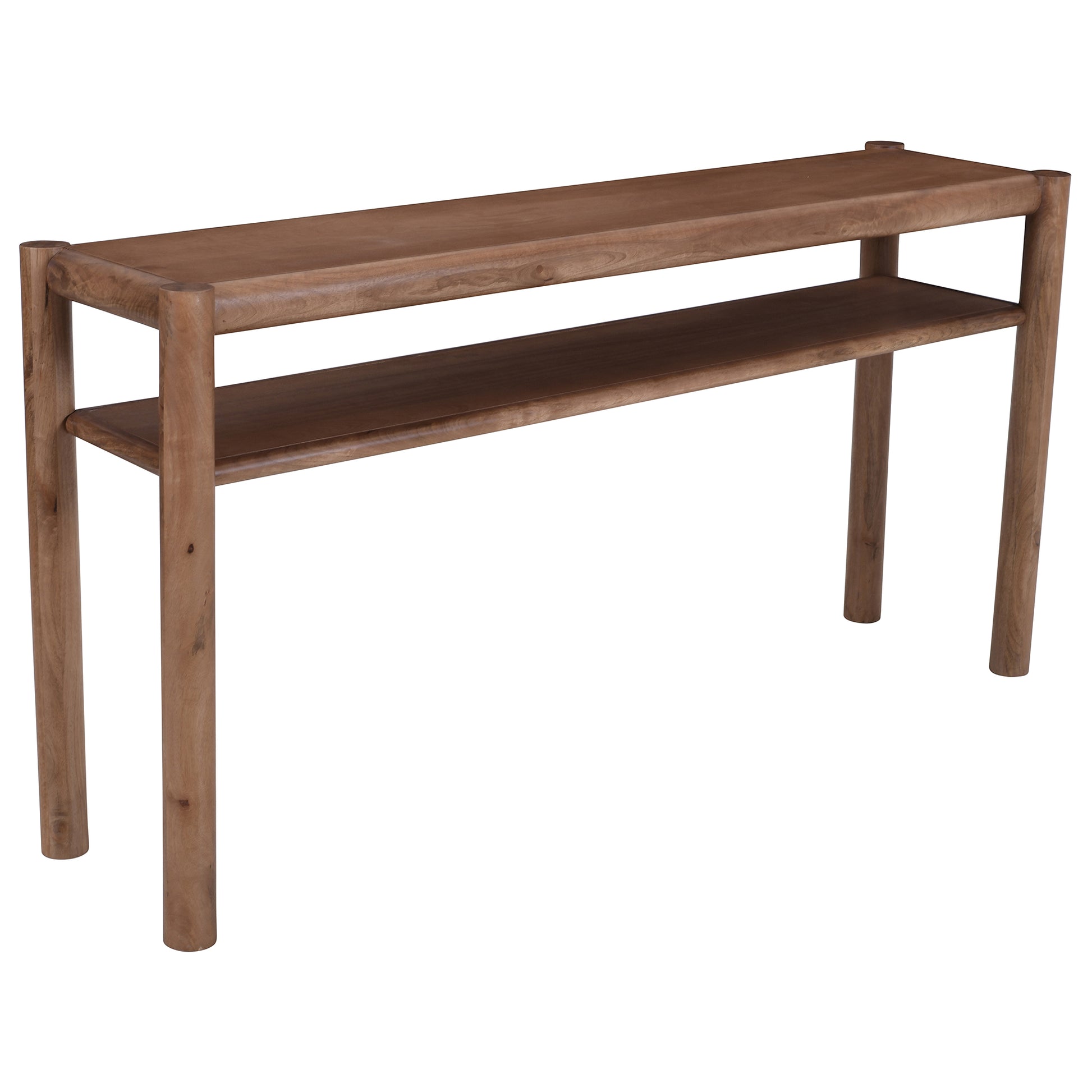 Advik Mango Wood Console Table - Walnut Mid-Century Modern-DECOROLALA