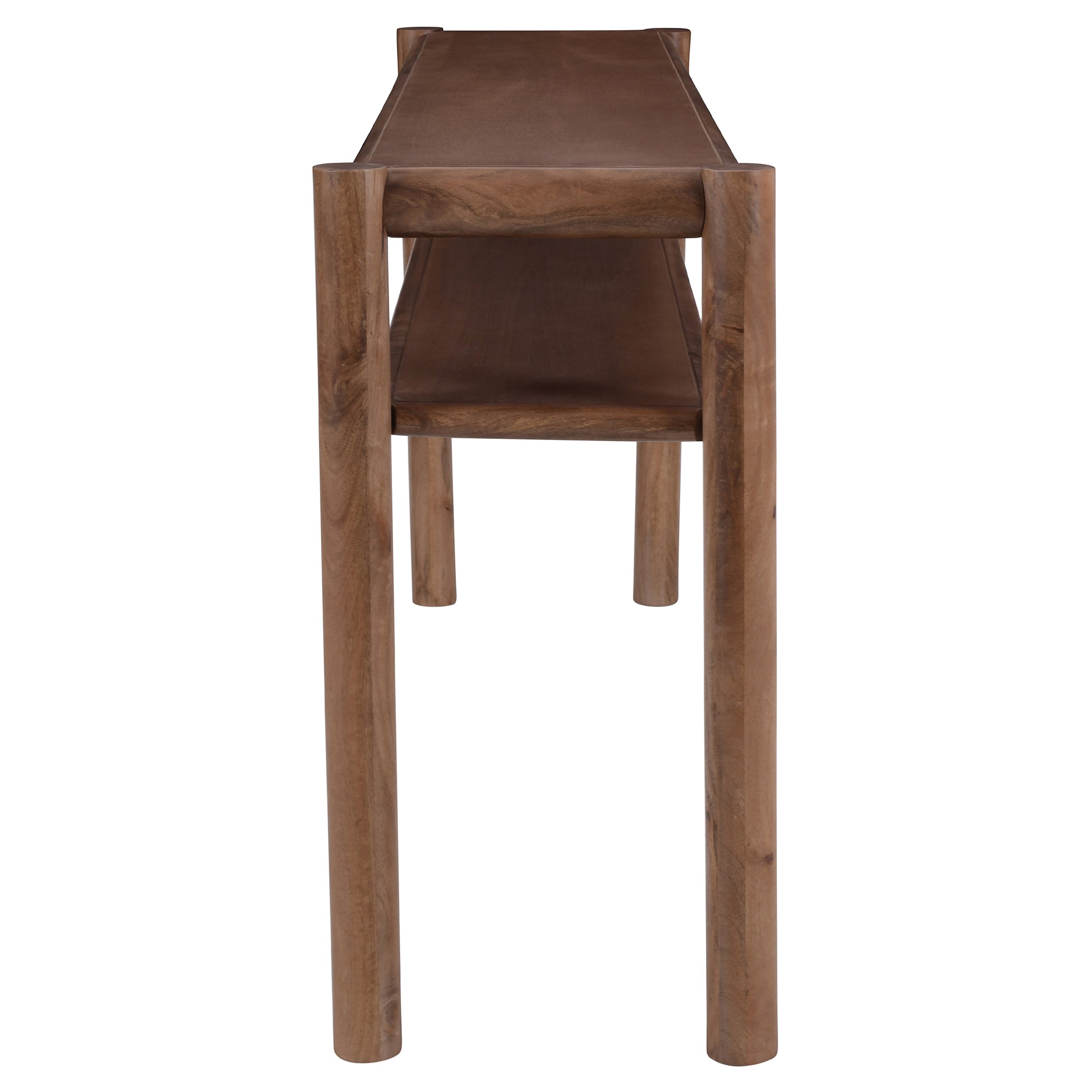 Advik Mango Wood Console Table - Walnut Mid-Century Modern-DECOROLALA