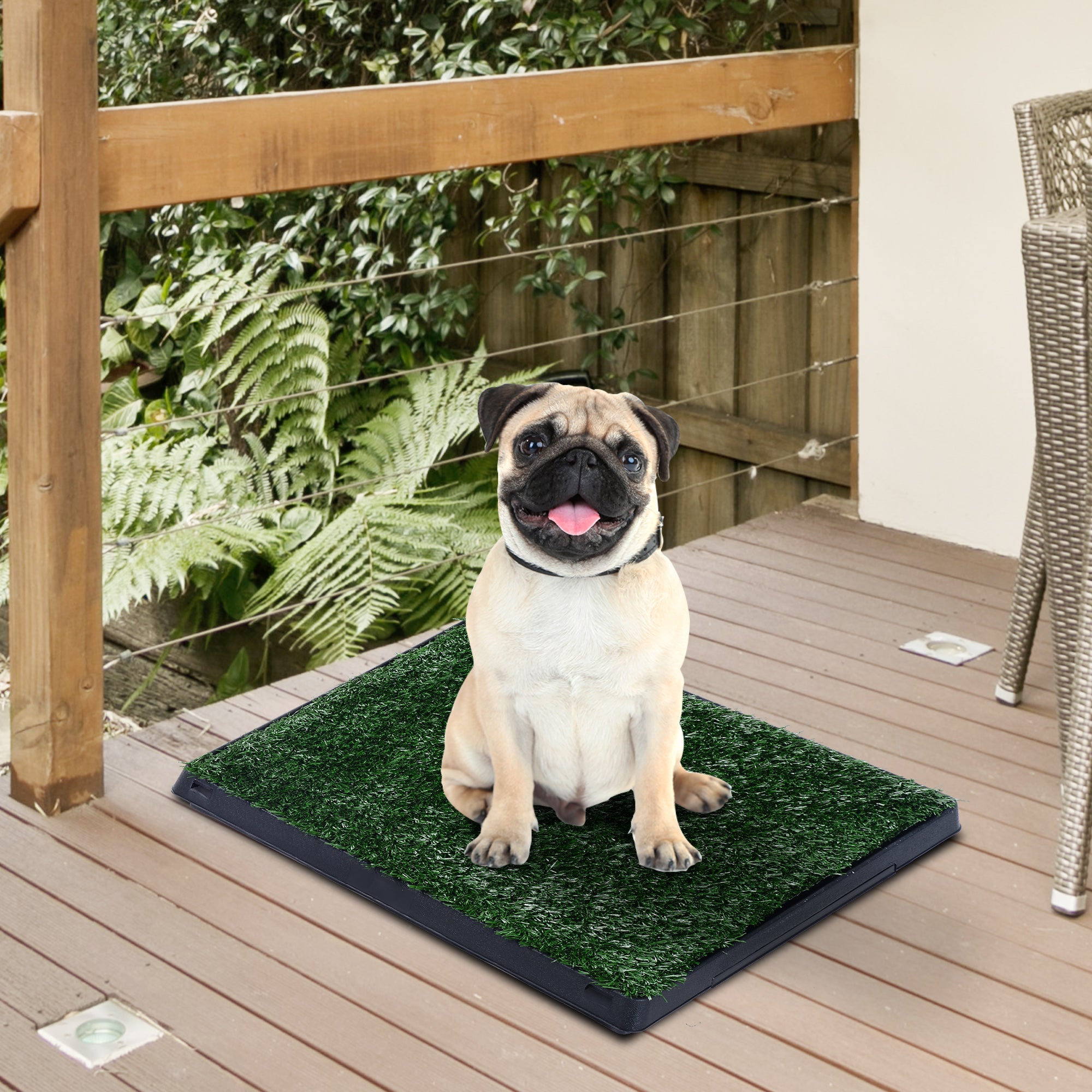 Dog Grass Pad with Tray, Artificial Grass for Dogs, Doggy Bathroom Toilet Potty Tray Indoor Outdoor Puppy Potty Training (51 x 63 CM)