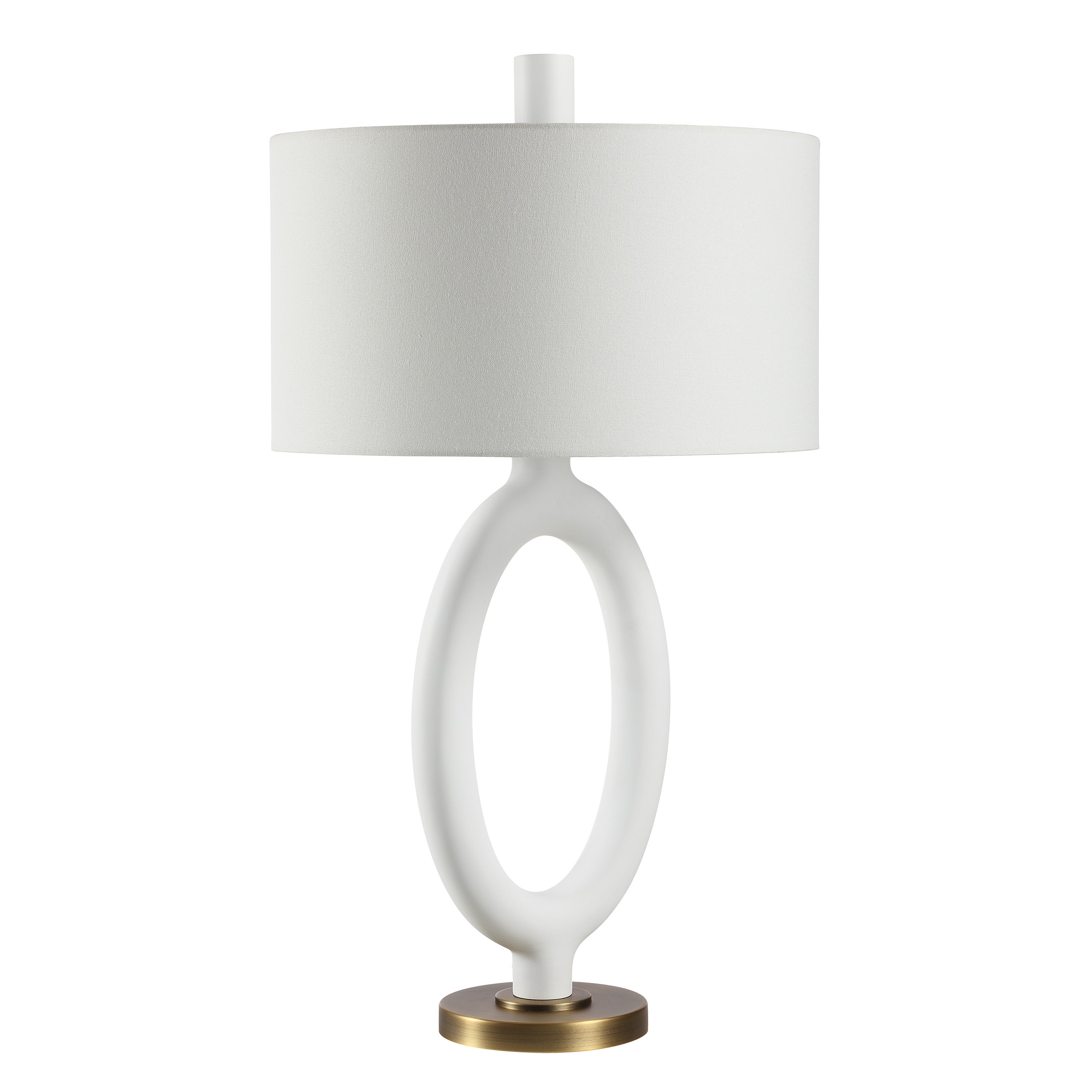 Aeris 31" White Table Lamp with Brass Details-Table Lamp-DECOROLALA