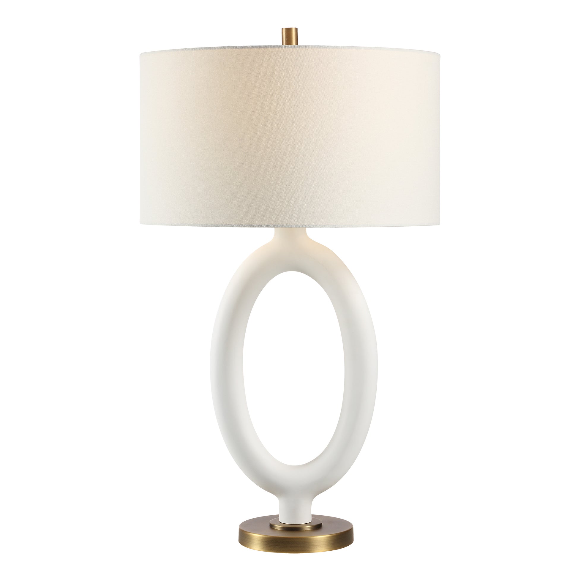Aeris 31" White Table Lamp with Brass Details-Table Lamp-DECOROLALA