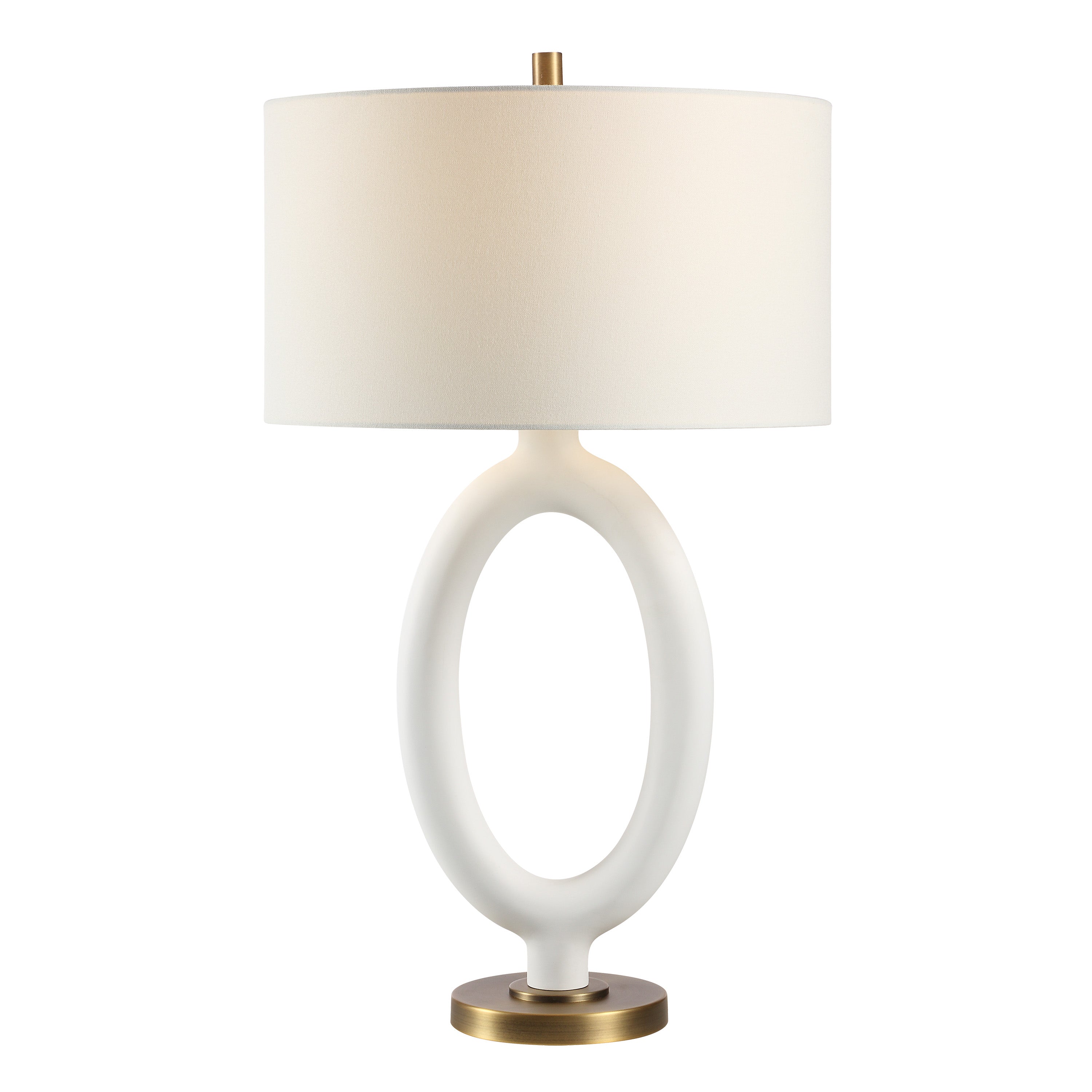 Aeris 31" White Table Lamp with Brass Details-Table Lamp-DECOROLALA