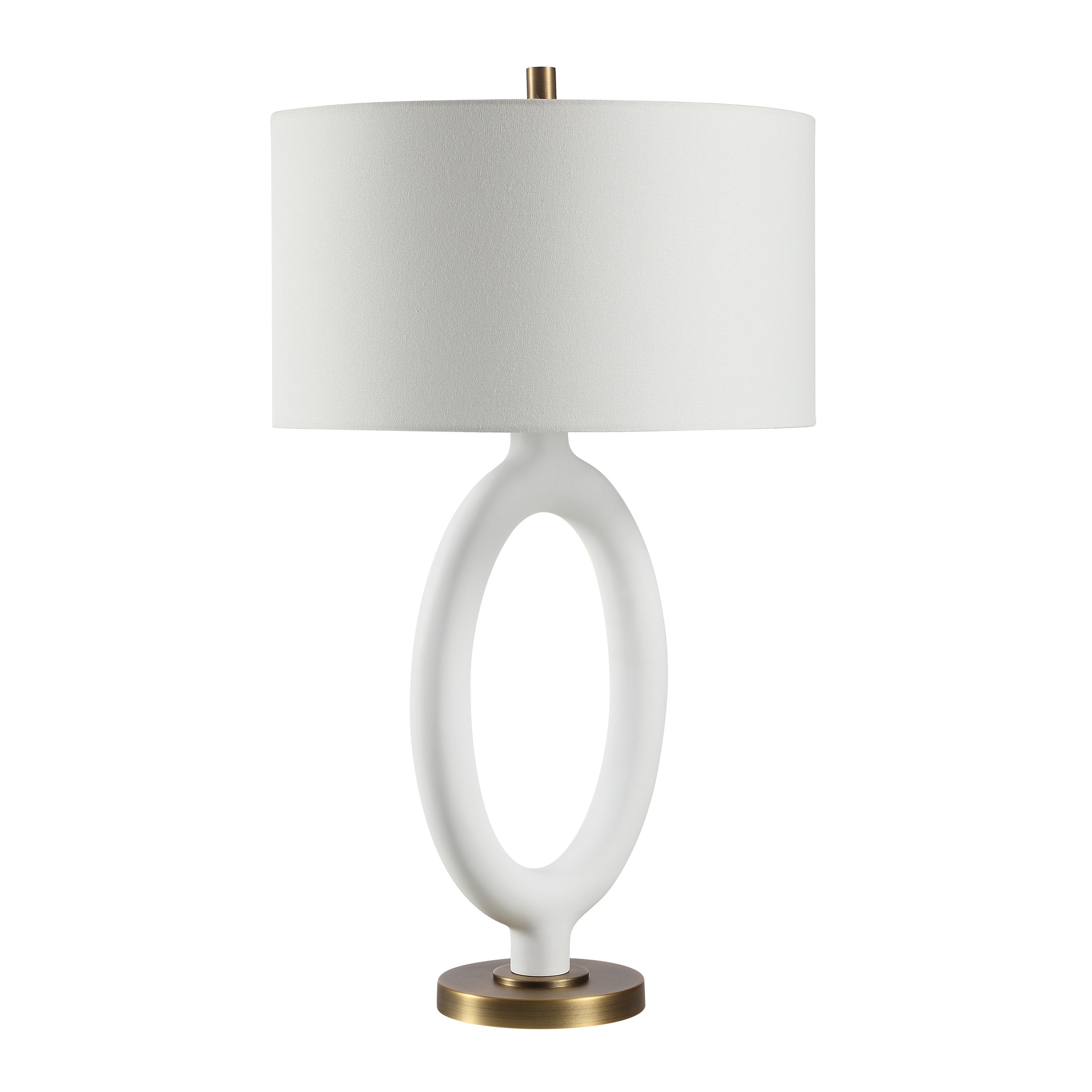 Aeris 31" White Table Lamp with Brass Details-Table Lamp-DECOROLALA