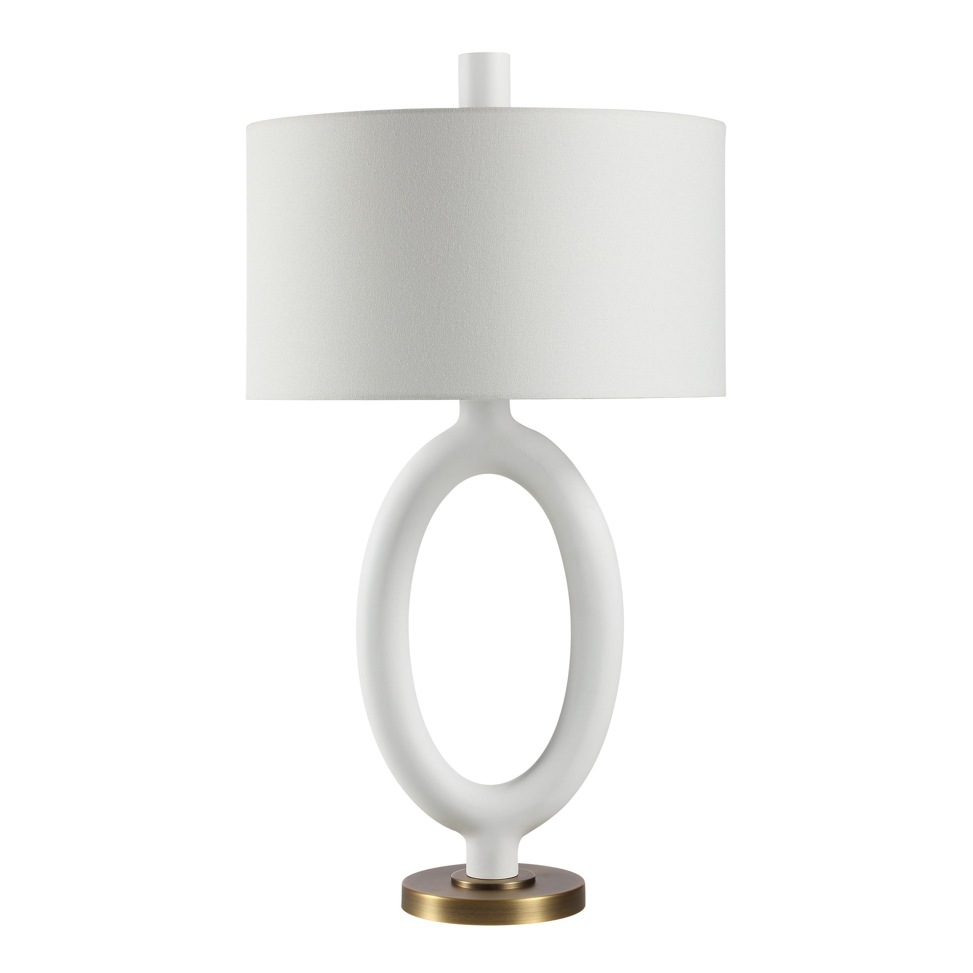 Aeris 31" White Table Lamp with Brass Details-Table Lamp-DECOROLALA