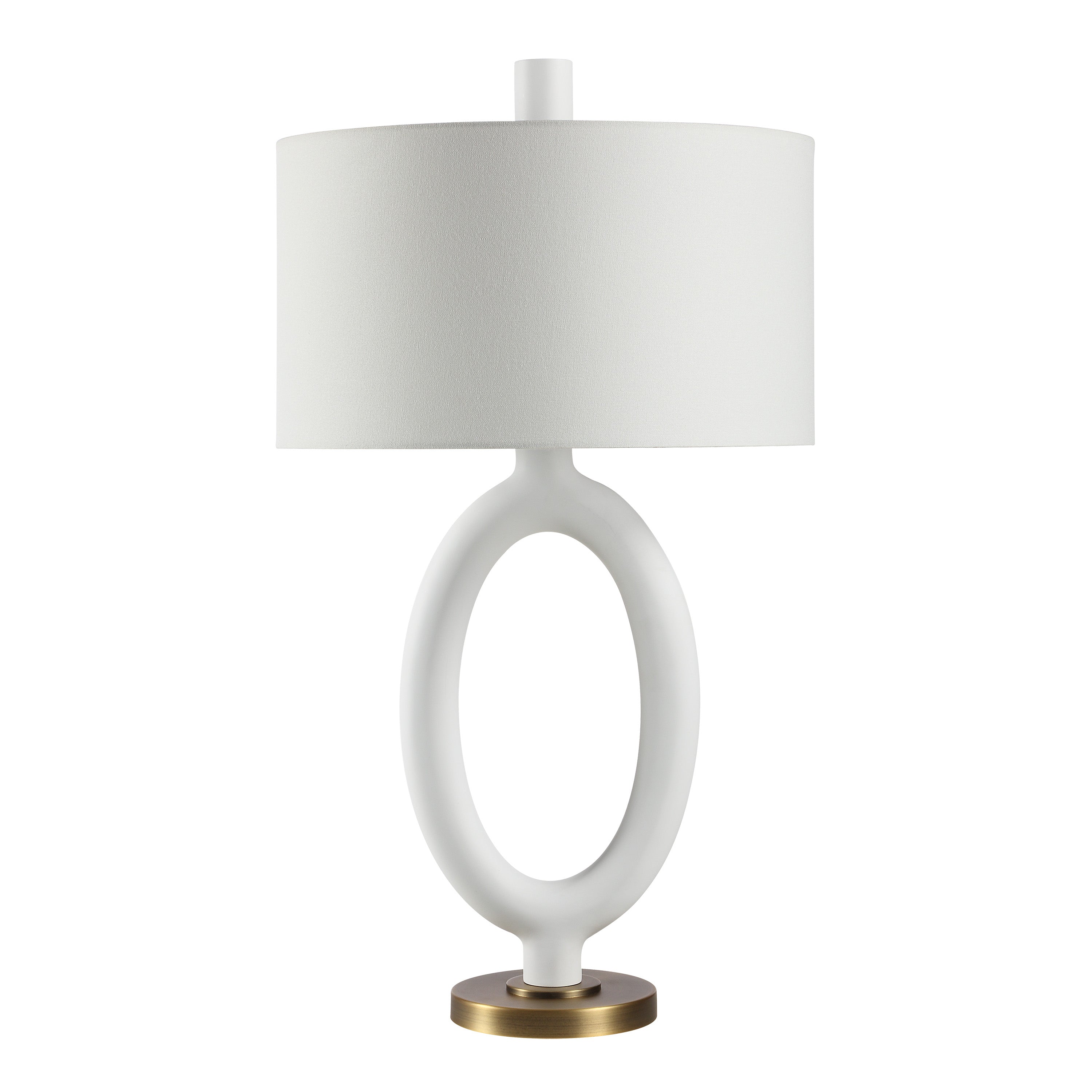 Aeris 31" White Table Lamp with Brass Details-Table Lamp-DECOROLALA