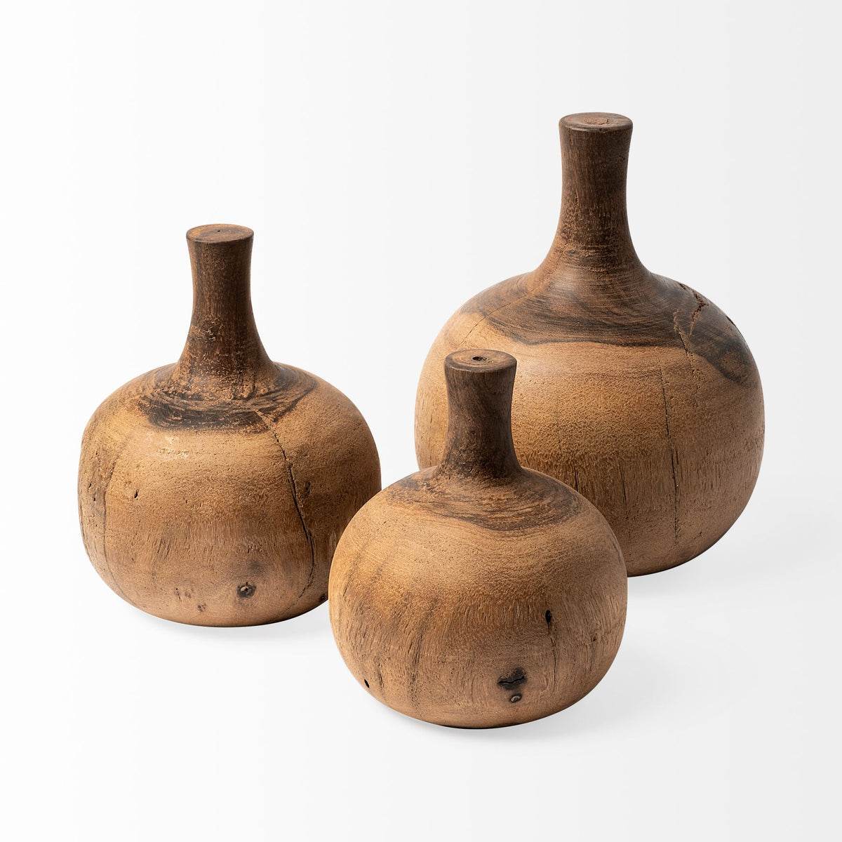 Afra Large Solid Wood Vase Shaped Decorative Object-Objects-DECOROLALA