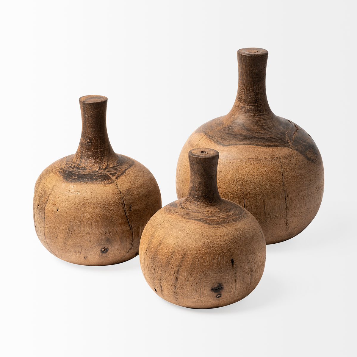 Afra Medium Solid Wood Vase Shaped Decorative Object-Objects-DECOROLALA