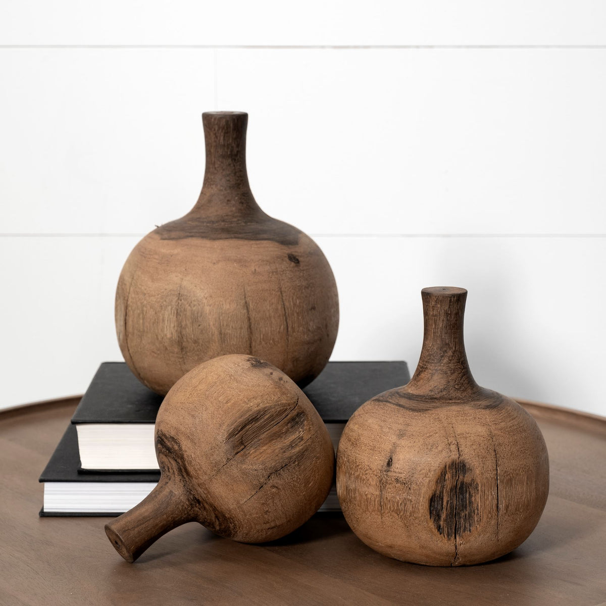 Afra Medium Solid Wood Vase Shaped Decorative Object-Objects-DECOROLALA