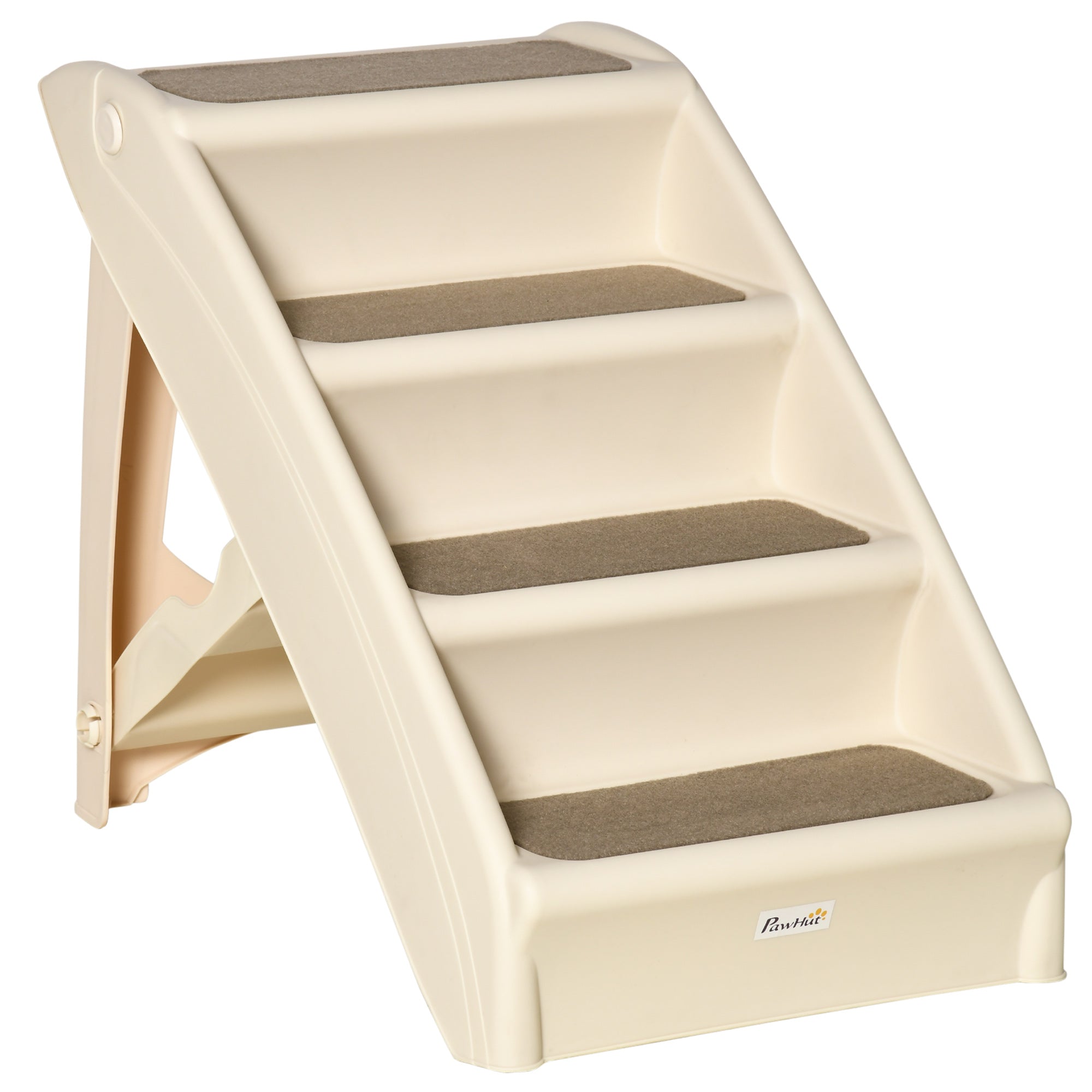 Escalier portable pour chiens à 4 niveaux, marches pliables pour petits chiens, marches légères pour chats, avec tapis doux antidérapants, pour lit haut et canapé, beige