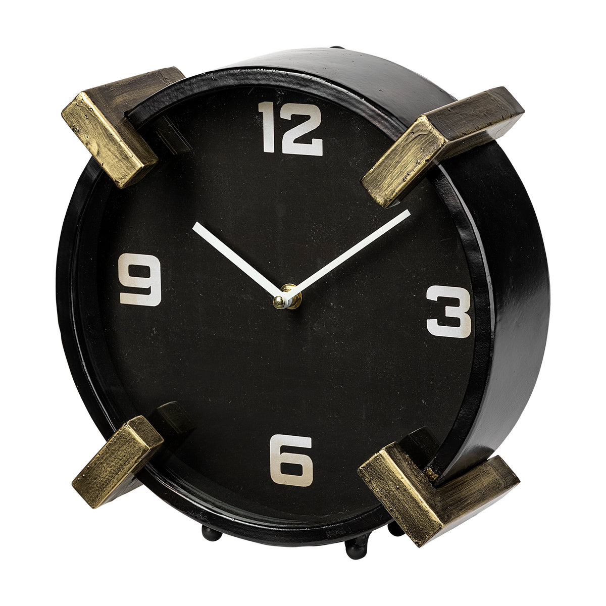 Agar Black Metal Round Table Clock-Table Clocks-DECOROLALA
