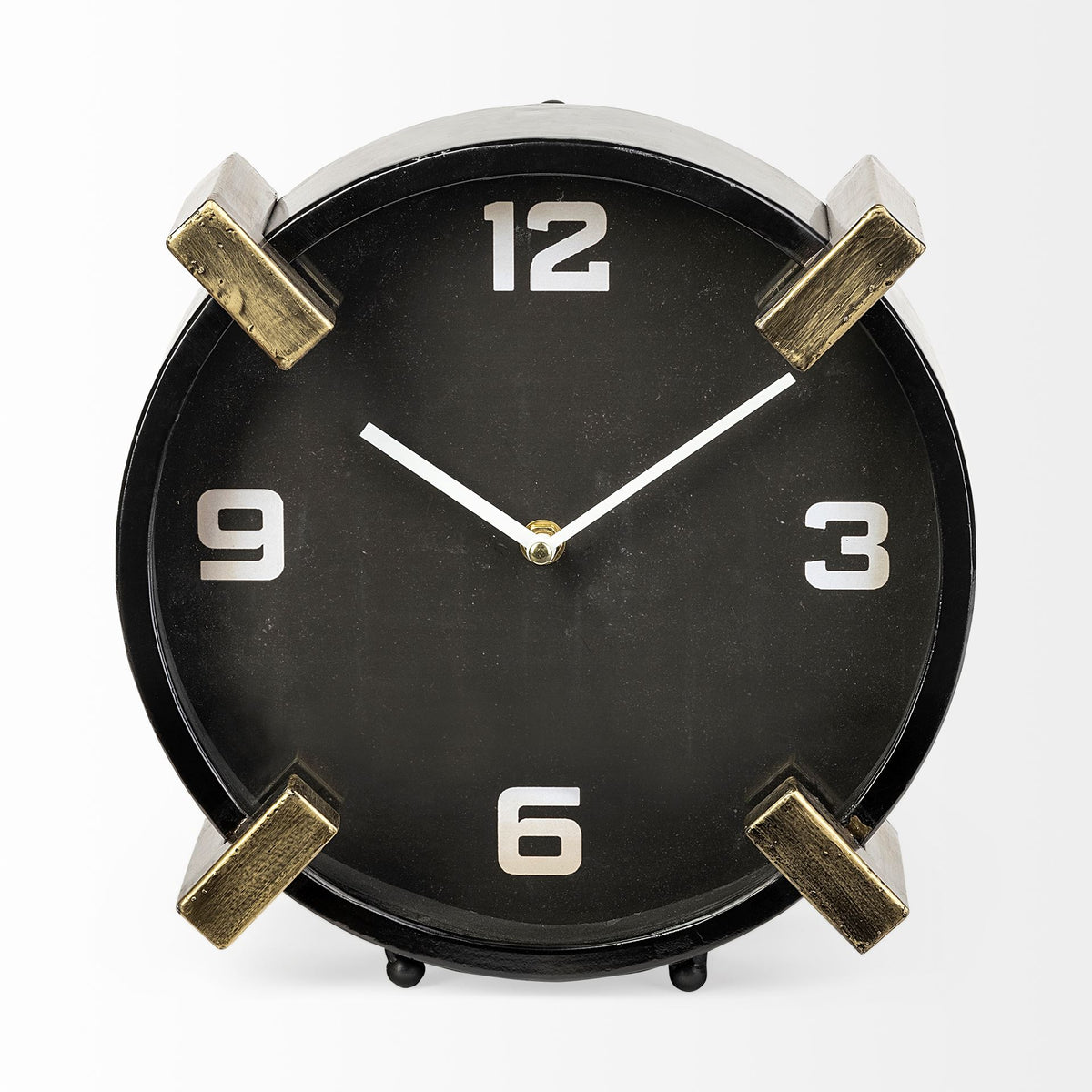 Agar Black Metal Round Table Clock-Table Clocks-DECOROLALA