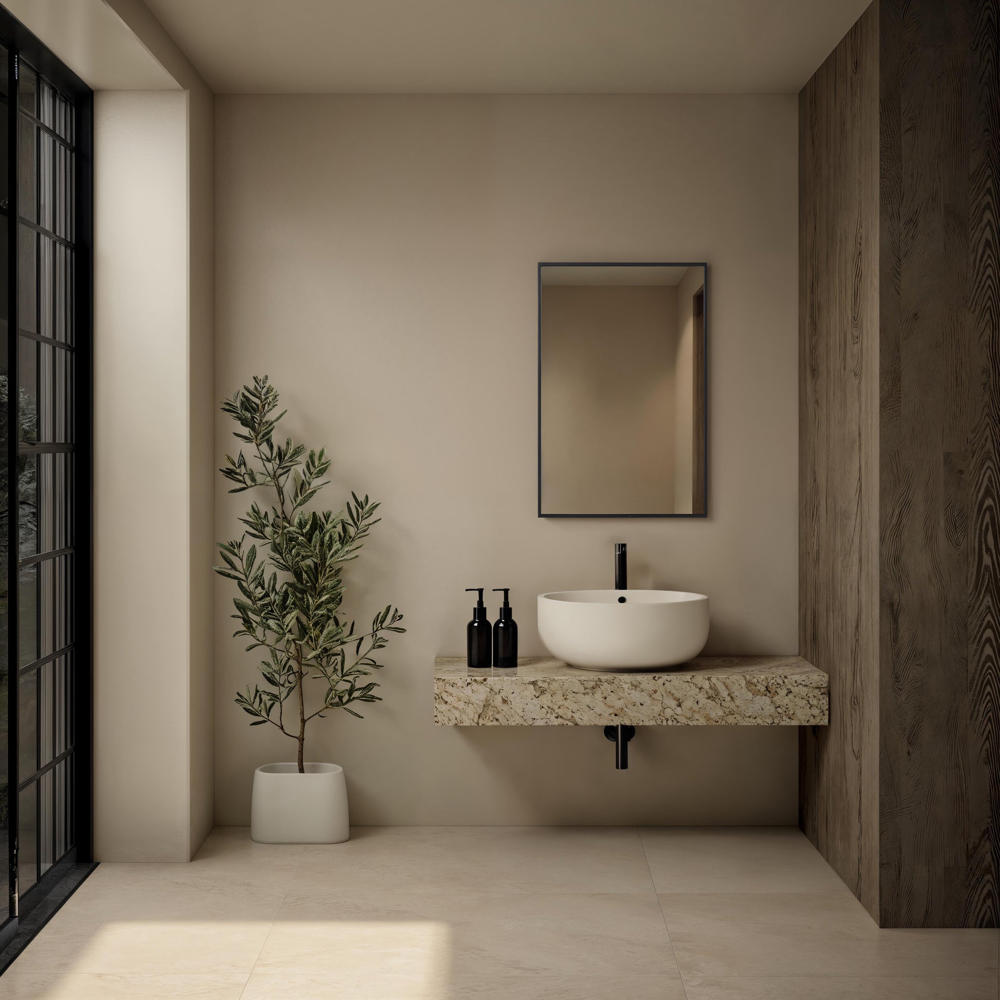 Agata 36" H x 24" W Wall Mirror, Black-Mirror-DECOROLALA