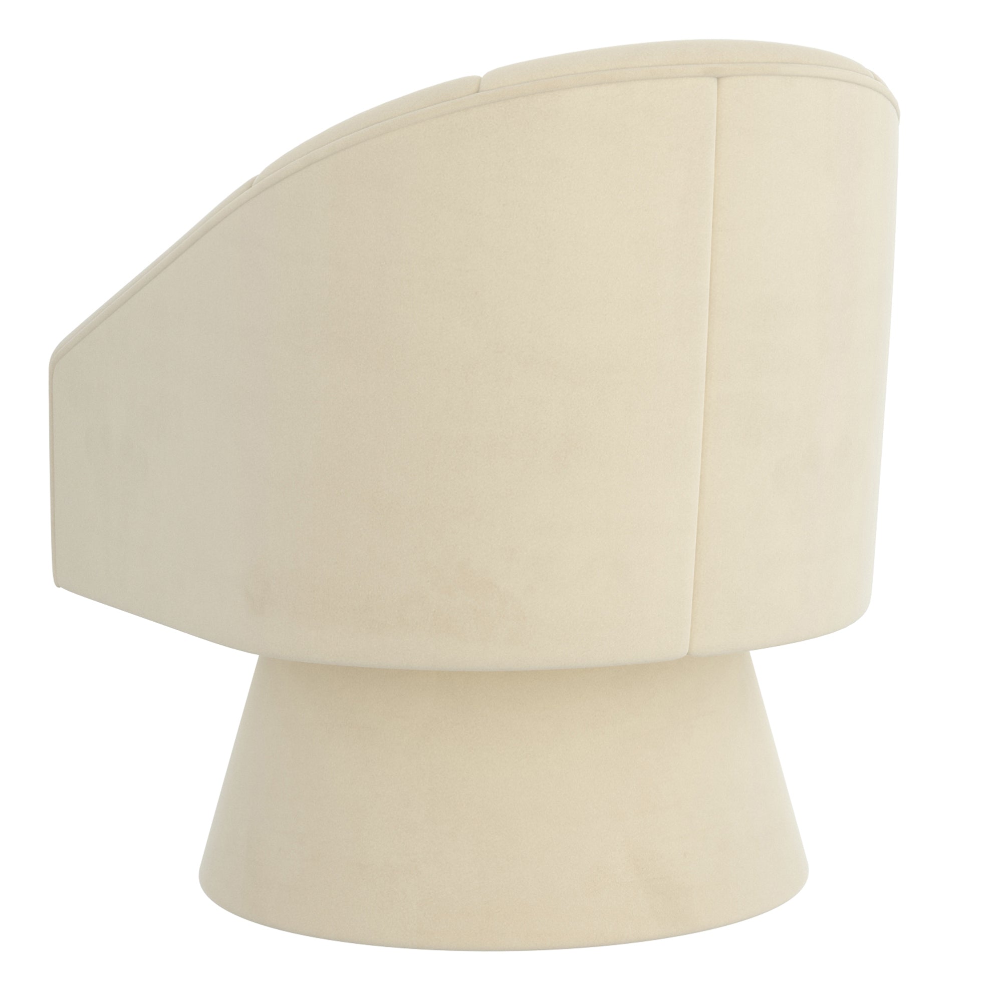 Aggio Swivel Accent Chair - Ivory Velvet Bucket Seat-DECOROLALA