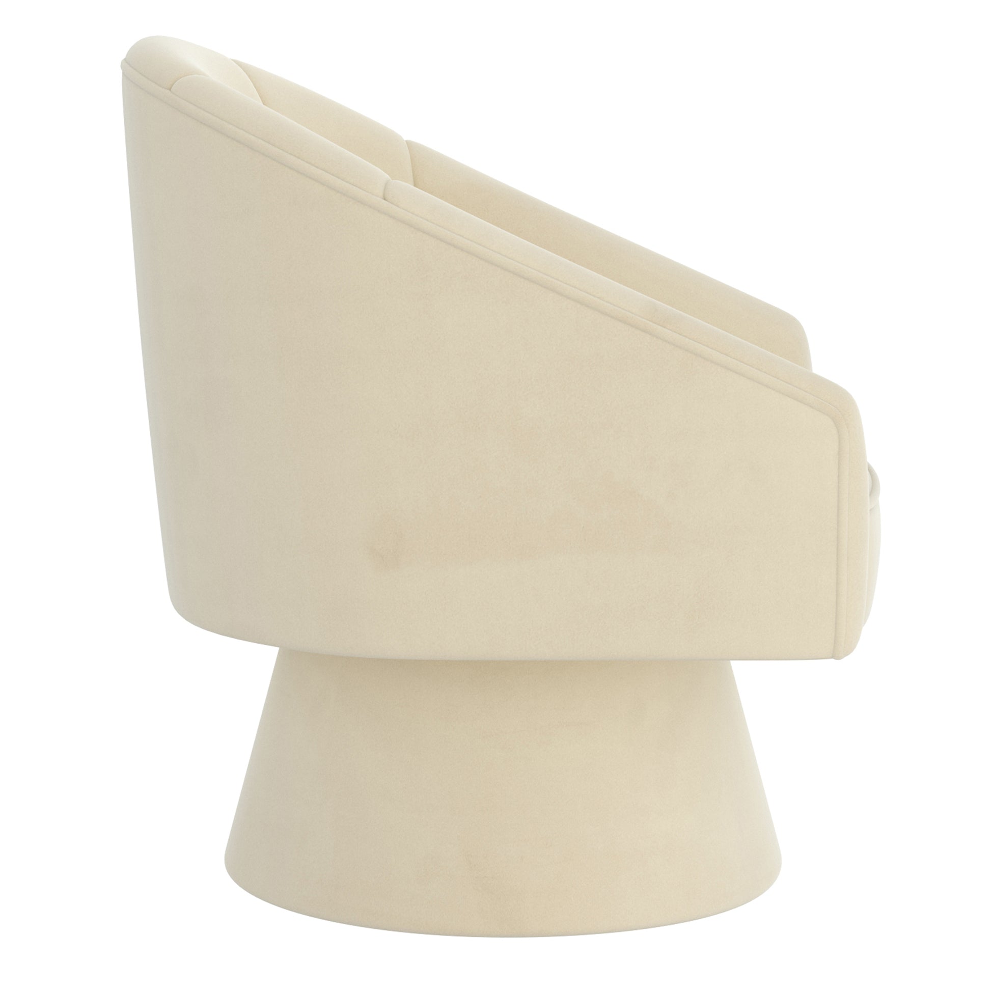 Aggio Swivel Accent Chair - Ivory Velvet Bucket Seat-DECOROLALA