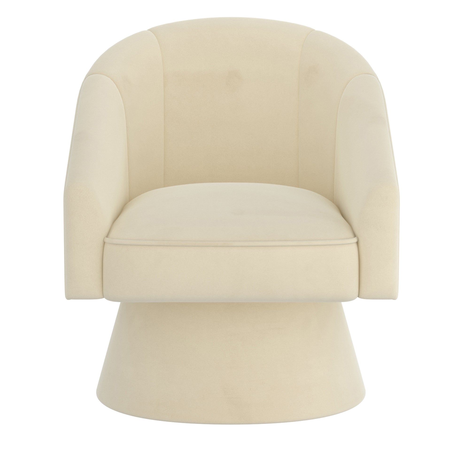 Aggio Swivel Accent Chair - Ivory Velvet Bucket Seat-DECOROLALA