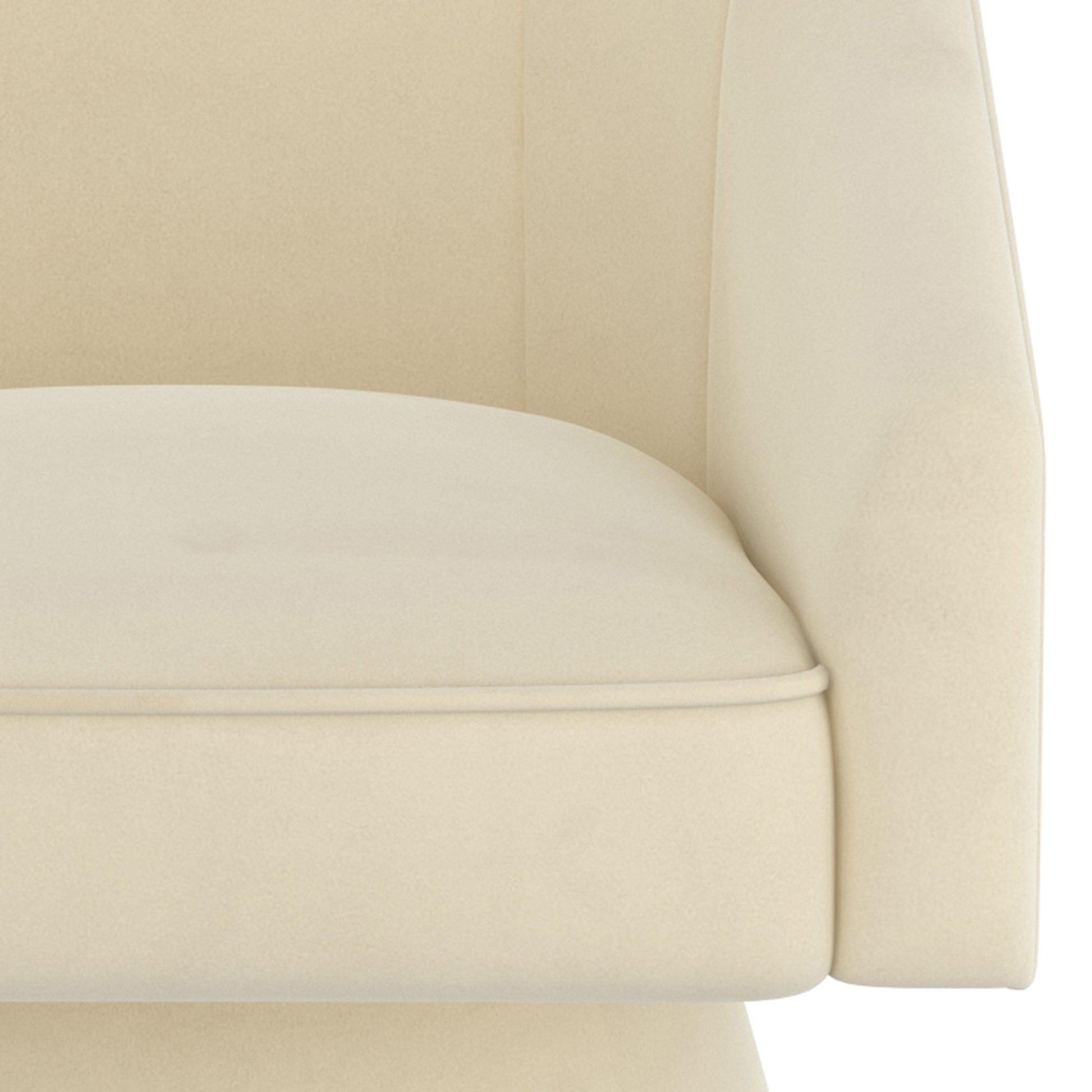 Aggio Swivel Accent Chair - Ivory Velvet Bucket Seat-DECOROLALA