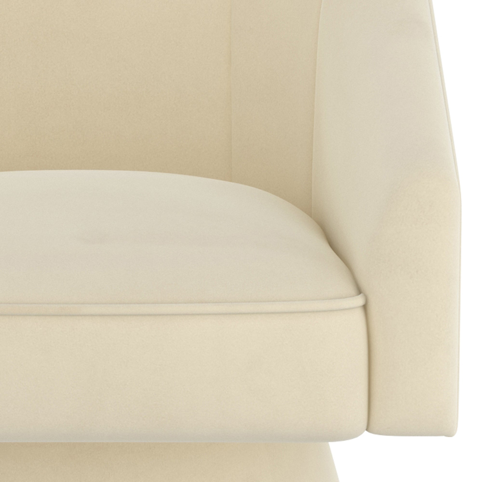 Aggio Swivel Accent Chair - Ivory Velvet Bucket Seat-DECOROLALA