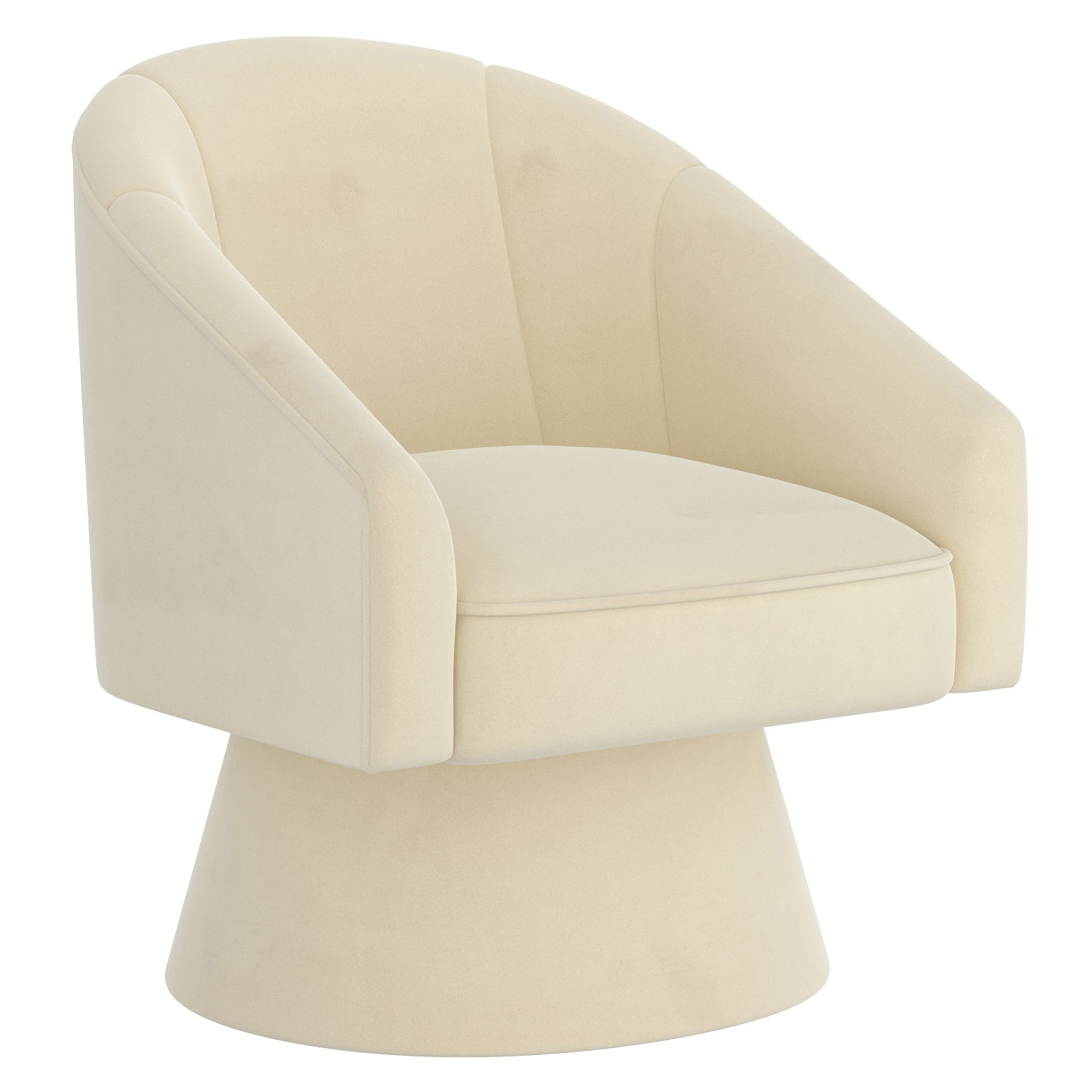 Aggio Swivel Accent Chair - Ivory Velvet Bucket Seat-DECOROLALA