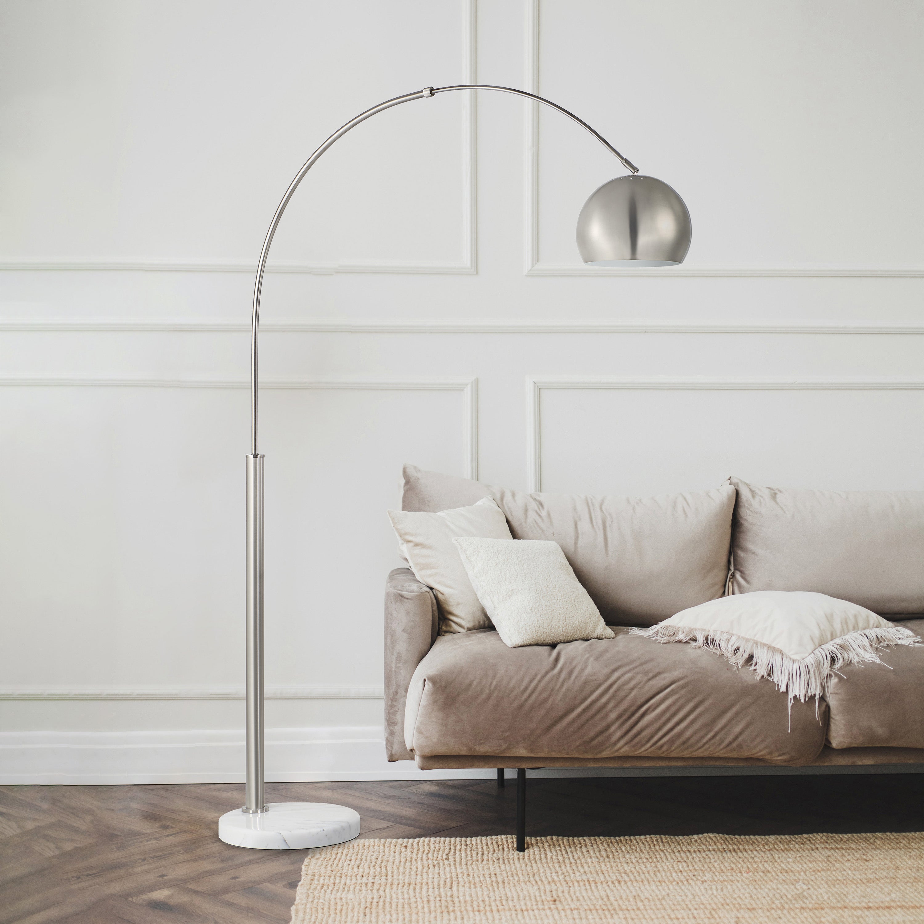 Aglow 77.375" Floor Lamp with Marble Base, Grey-Floor Lamp-DECOROLALA