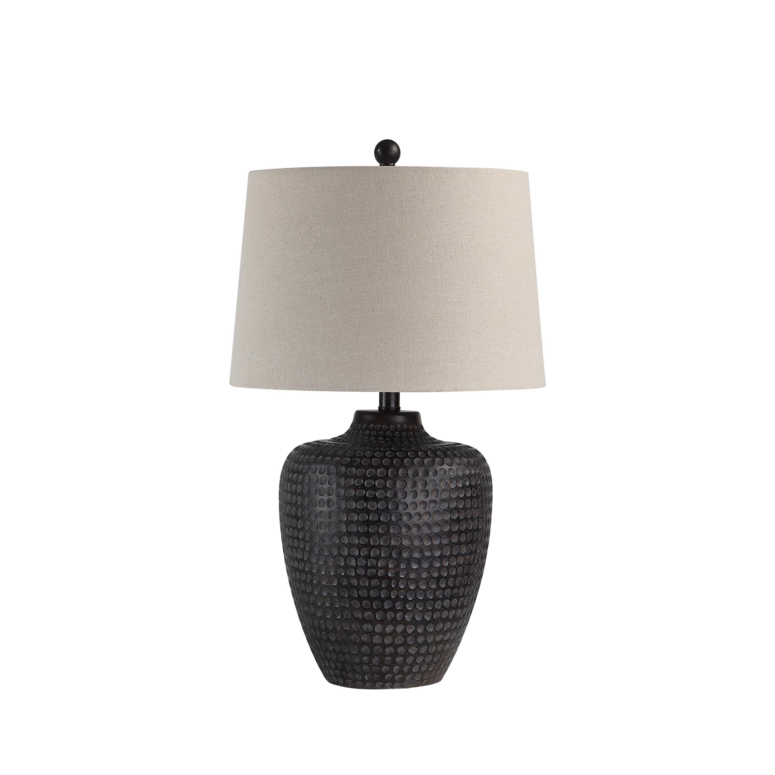Agueda 25" Table Lamp Brown Linen Shade-Table Lamp-DECOROLALA