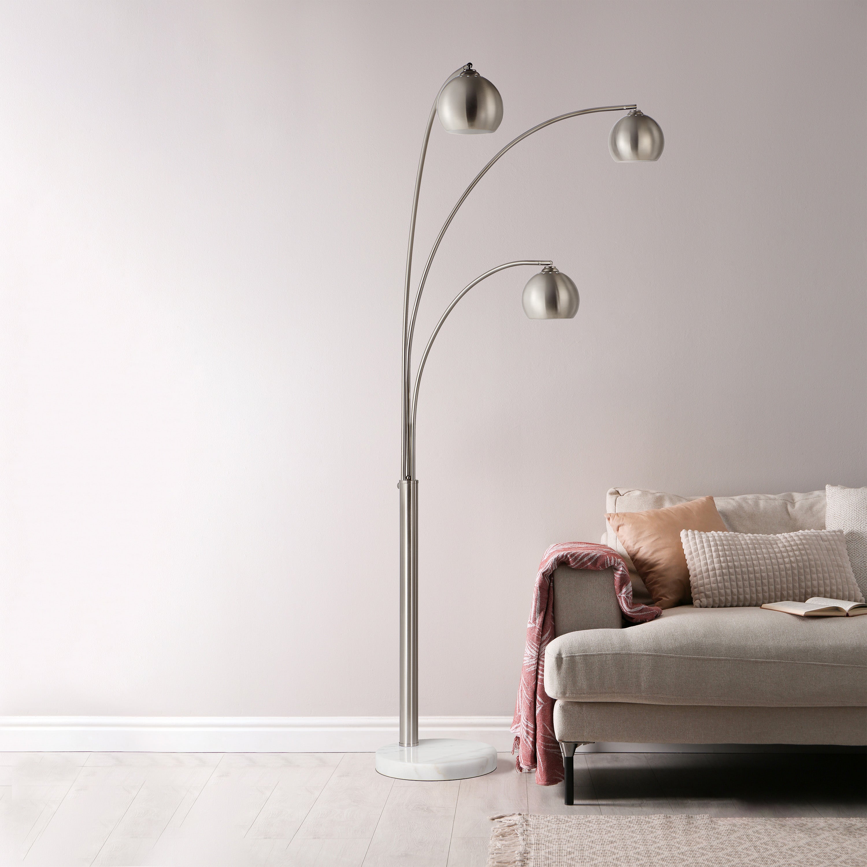 Aguillard 87.5" Floor Lamp with 3 Dome Shades-Floor Lamp-DECOROLALA