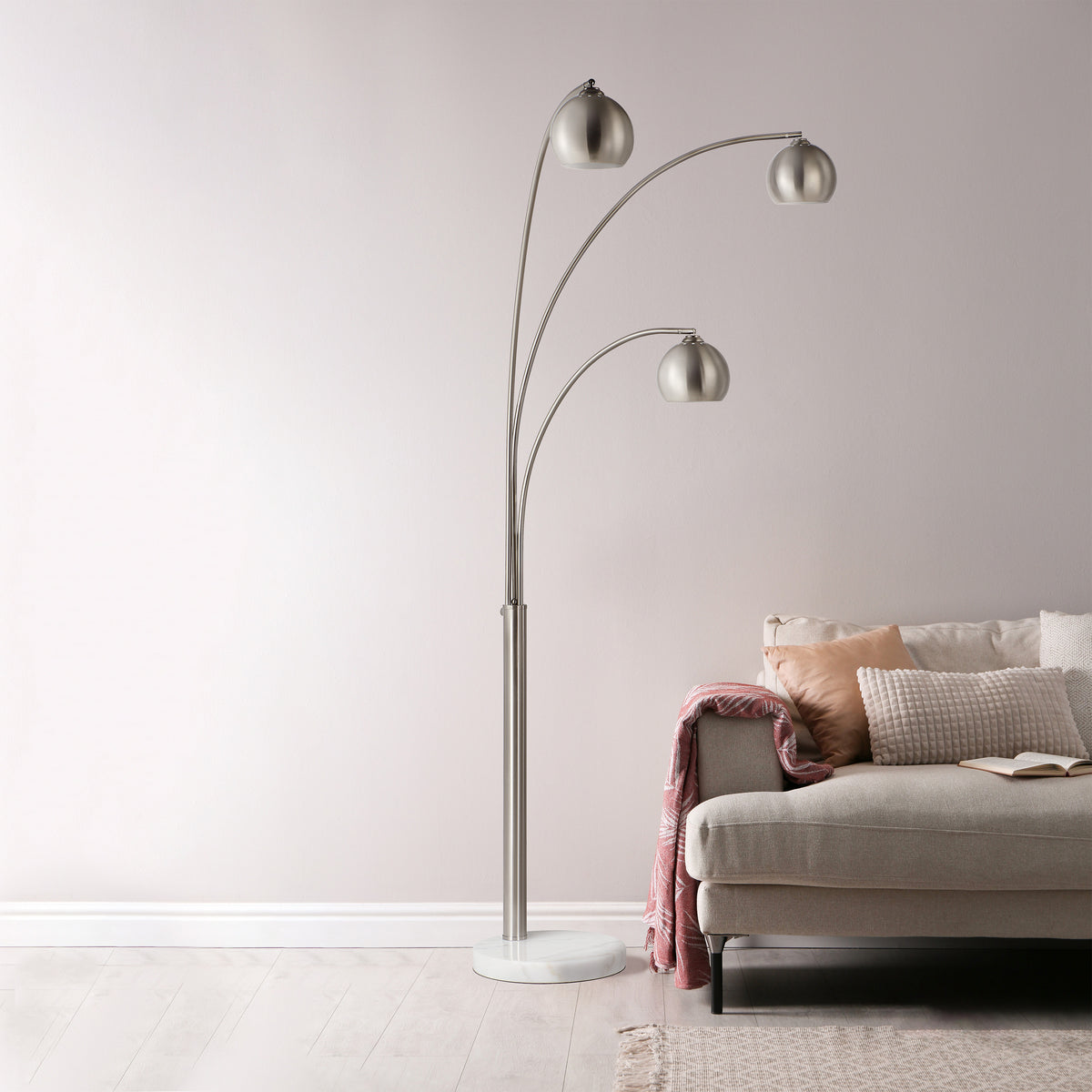 Aguillard 87.5" Floor Lamp with 3 Dome Shades-Floor Lamps-DECOROLALA