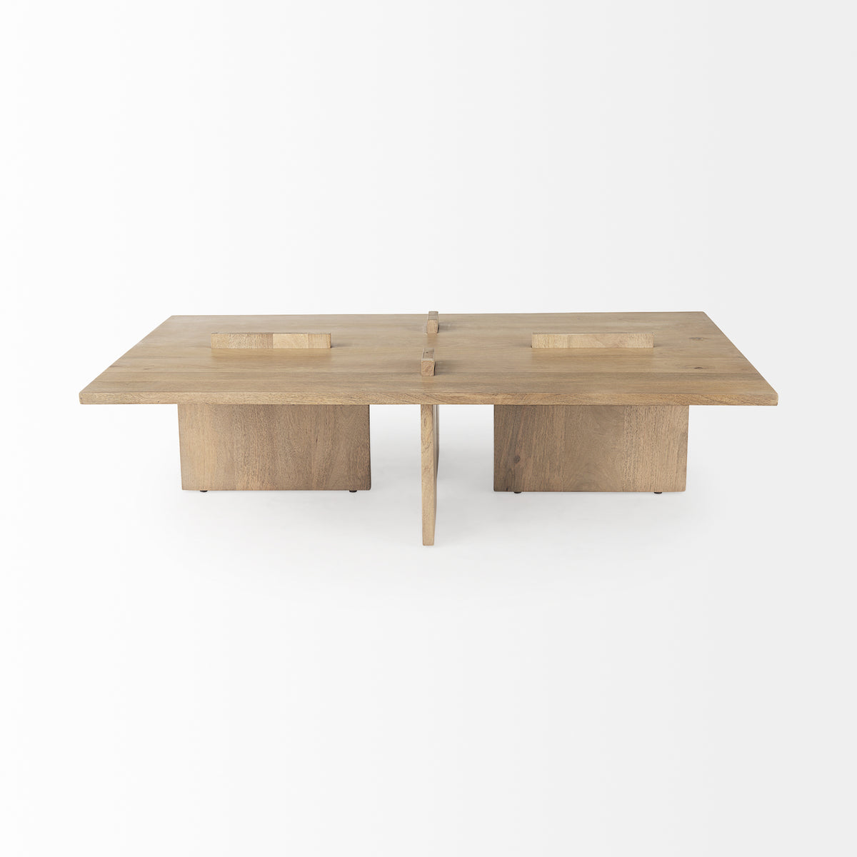 Aida 56 x 34 Rectangular Light Brown Wood Coffee Table-Coffee Tables-DECOROLALA