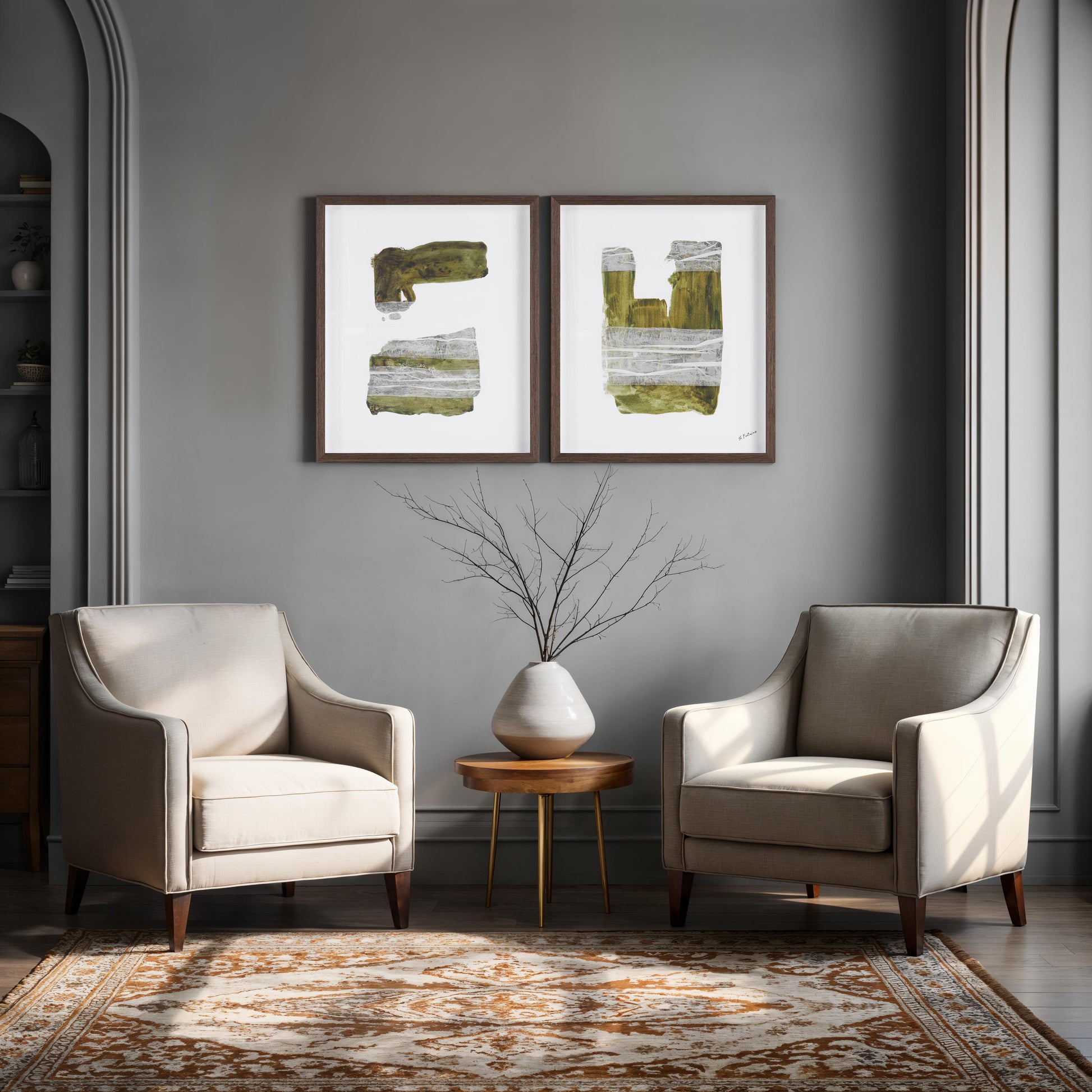 Aimee 20.0" Wide Wall Decor, Printed Artwork (2 Piece Set)-Canvas Print-DECOROLALA