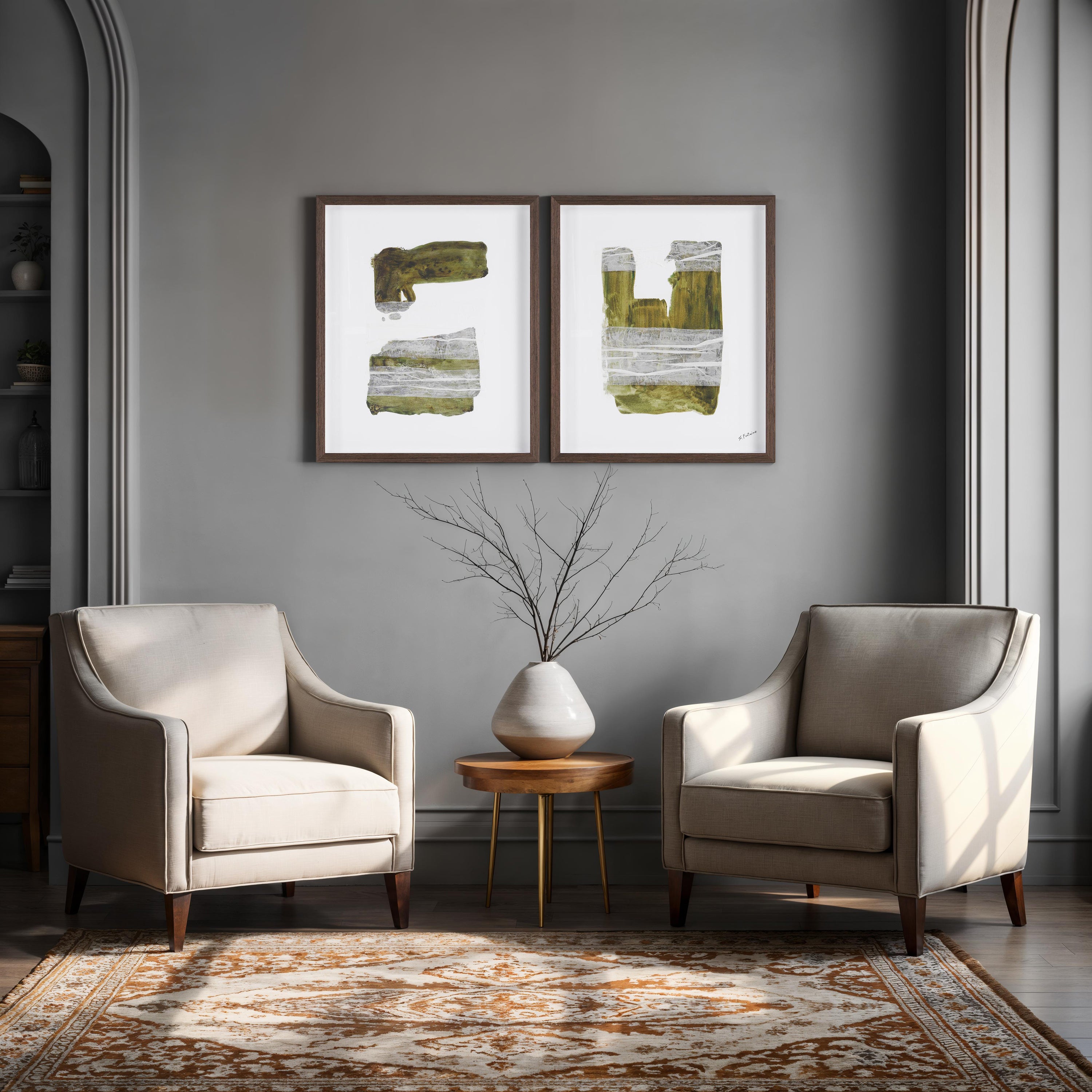 Aimee 20.0" Wide Wall Decor, Printed Artwork (2 Piece Set)-Canvas Print-DECOROLALA