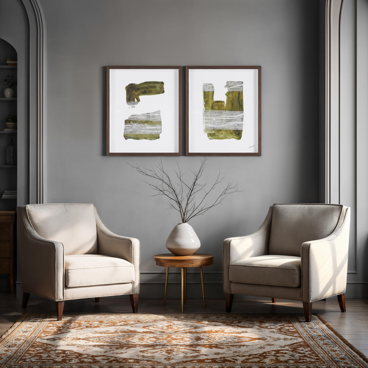 Aimee 20.0" Wide Wall Decor, Printed Artwork (2 Piece Set)-Canvas Prints-DECOROLALA