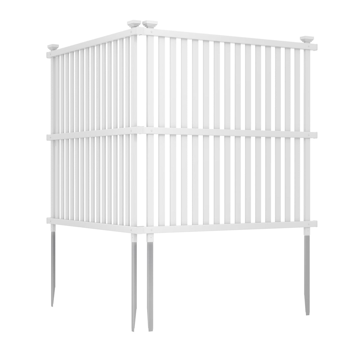 Air Conditioner Fence Panel with Metal Ground Stakes for Outside-White-Outdoor Privacy Screens-DECOROLALA
