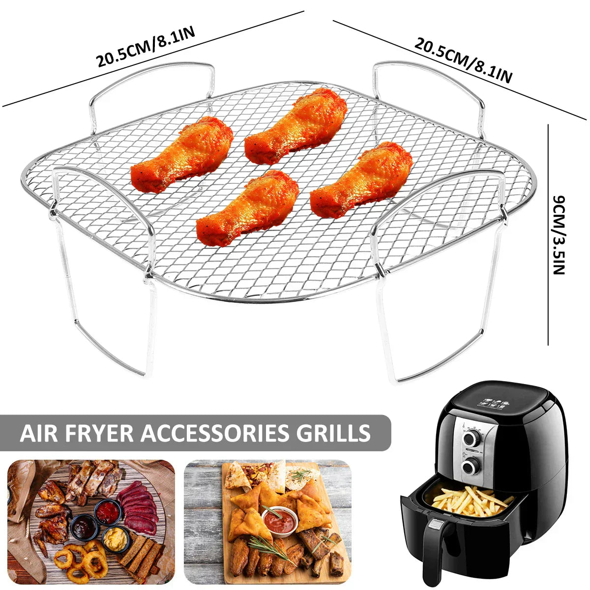 Air Fryer Rack Grilling Rack Stackable Stainless Steel-Air Fryer-DECOROLALA