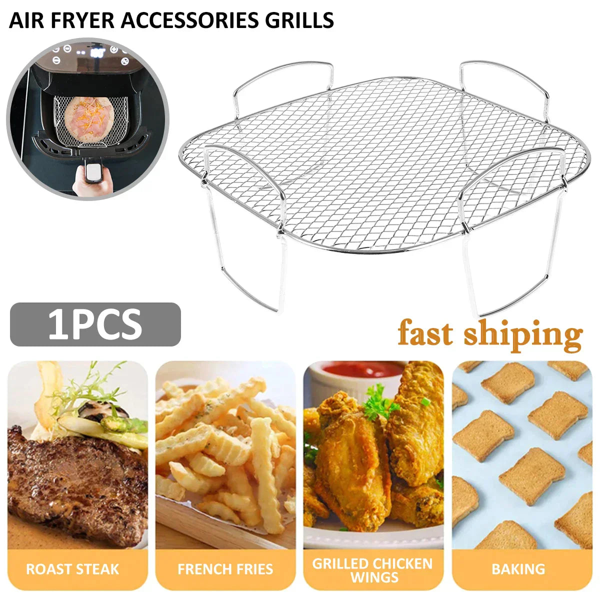 Air Fryer Rack Grilling Rack Stackable Stainless Steel-Air Fryer-DECOROLALA
