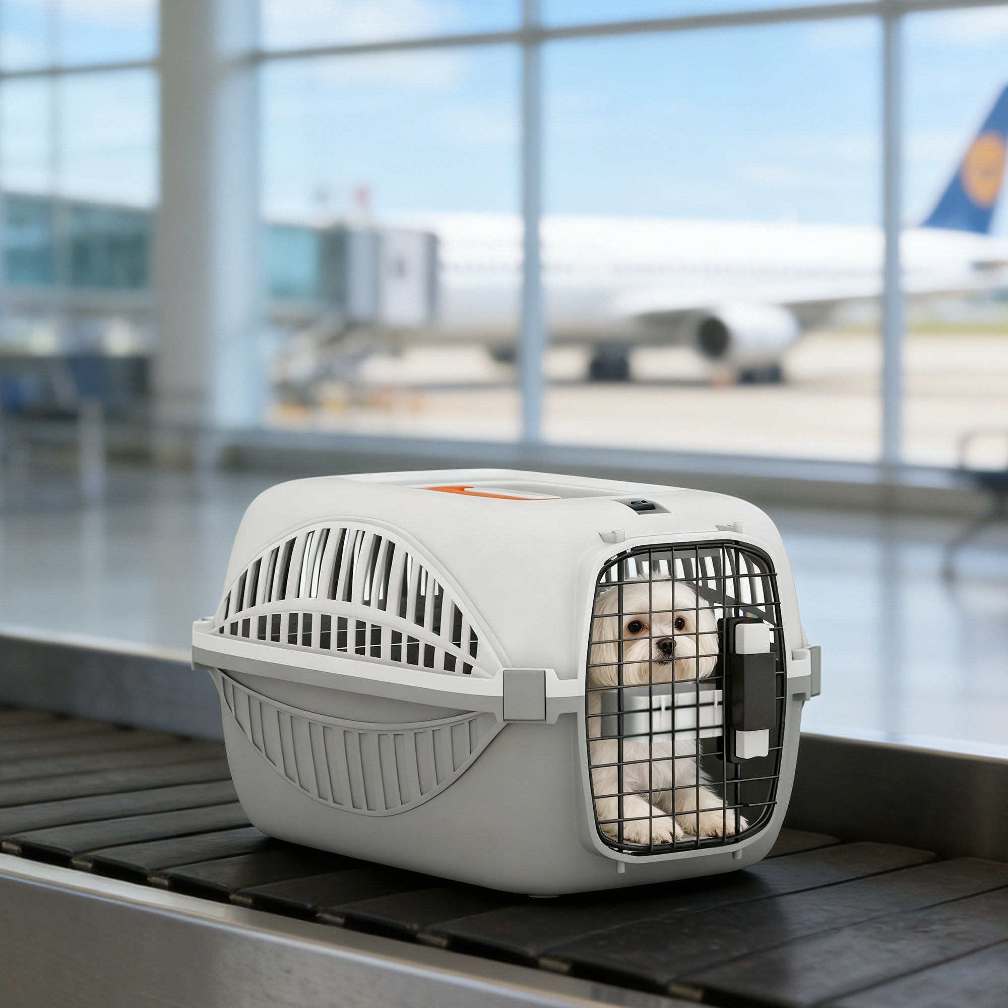 Airline Approved Hard-Sided Pet Carrier - Cream White 19"-Dogs-DECOROLALA