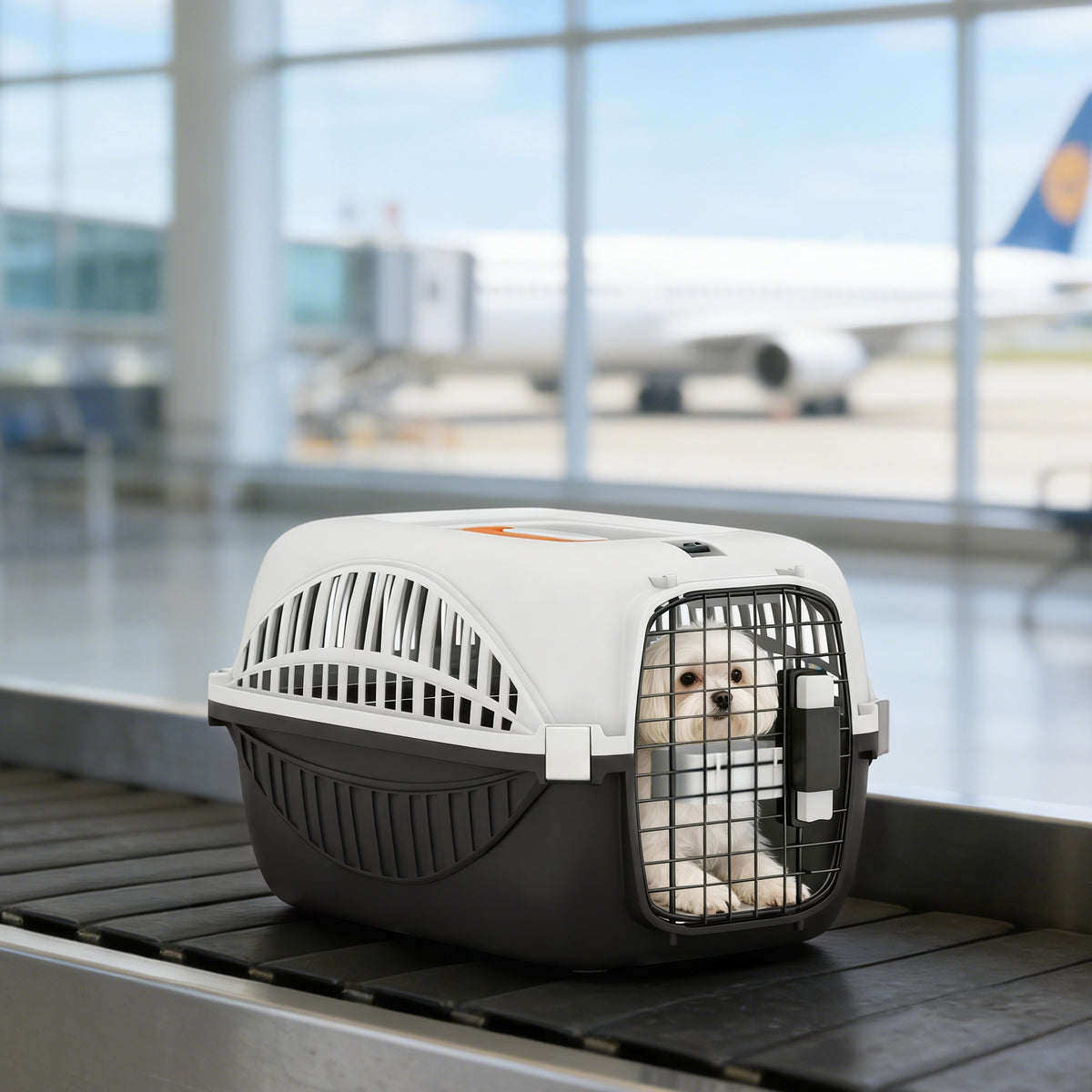 Airline Approved Hard-Sided Pet Carrier with Water Bowl - Black-Dogs-DECOROLALA
