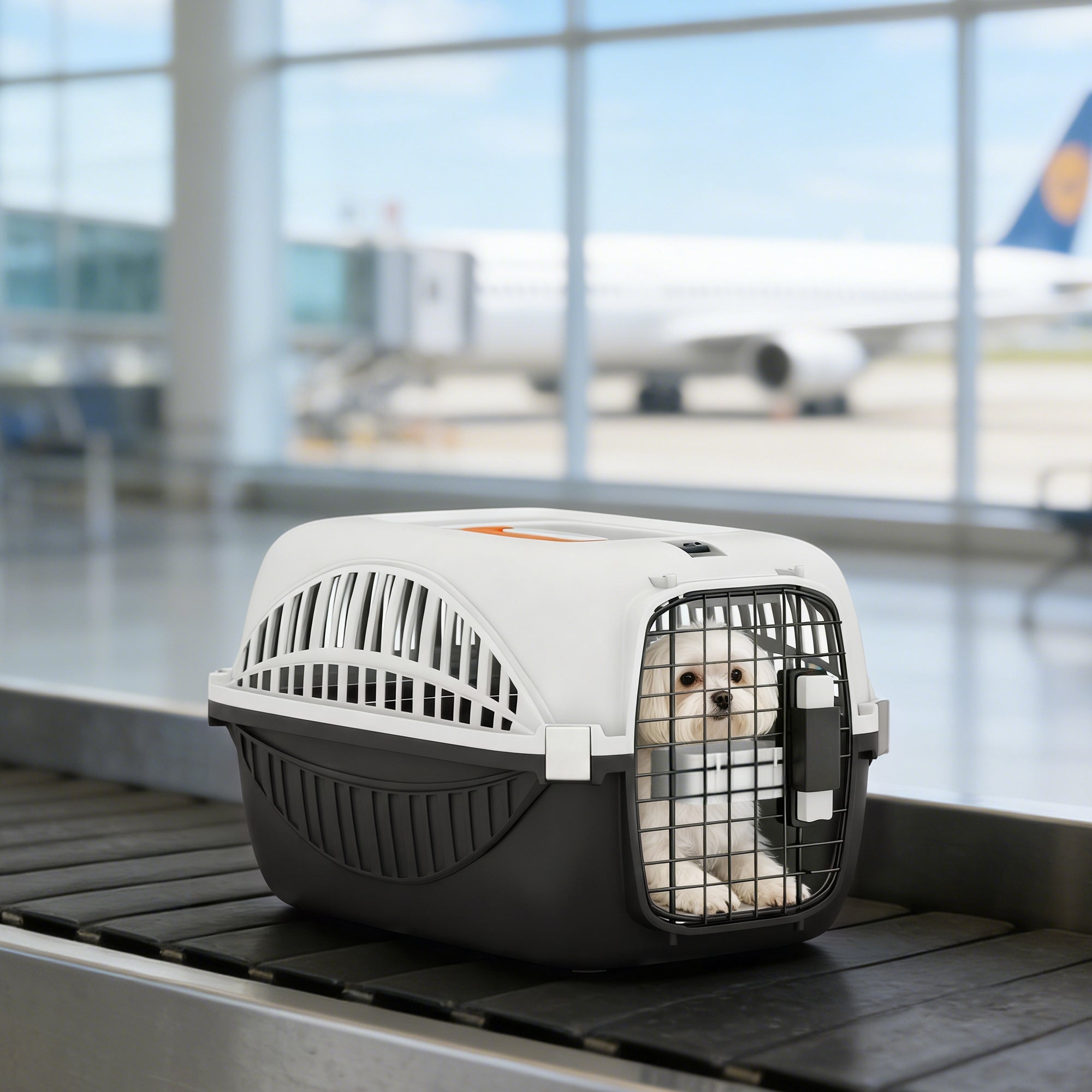 Airline Approved Hard-Sided Pet Carrier with Water Bowl - Black-Dogs-DECOROLALA