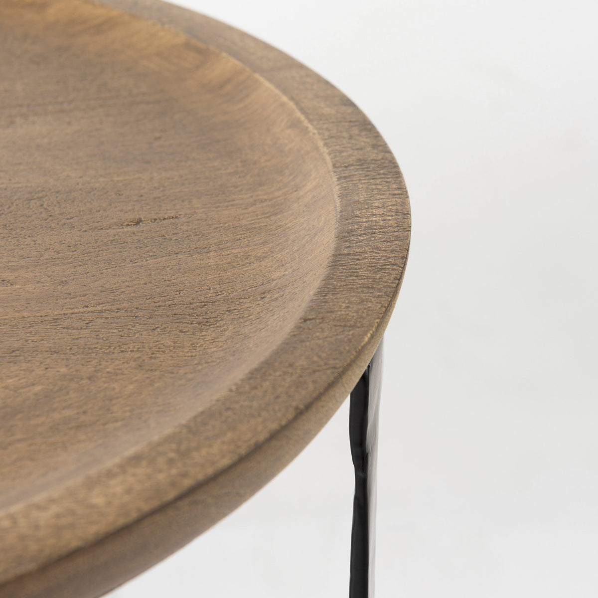 Aisley (Set of 2) 19.3L x 19.3W x 19H Light Brown Wood W/ Black Metal Base Round Nesting Side Tables-Accent Tables-DECOROLALA