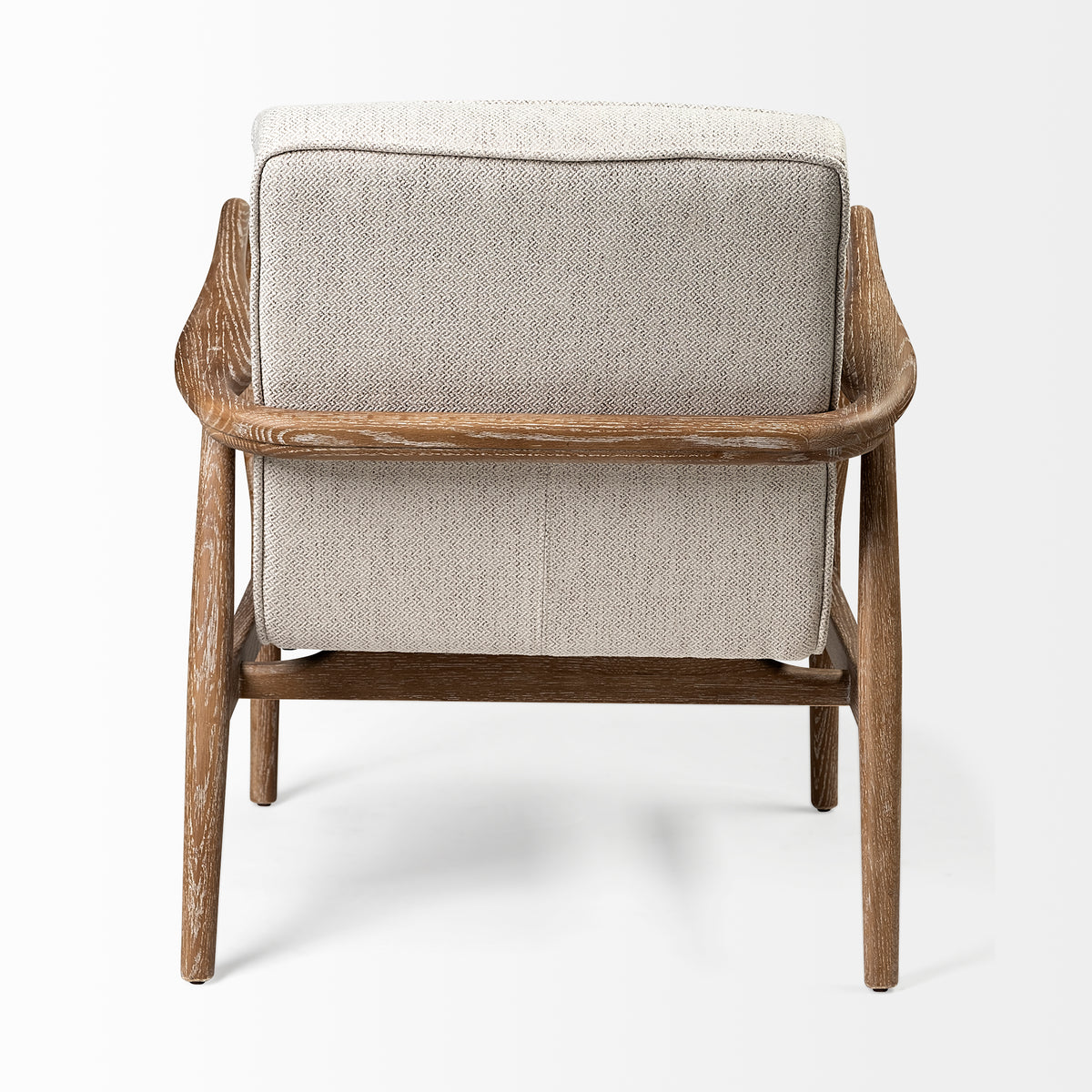 Ajax II Cream Fabric Accent Chair - Brown Wood Frame-Accent Chairs-DECOROLALA