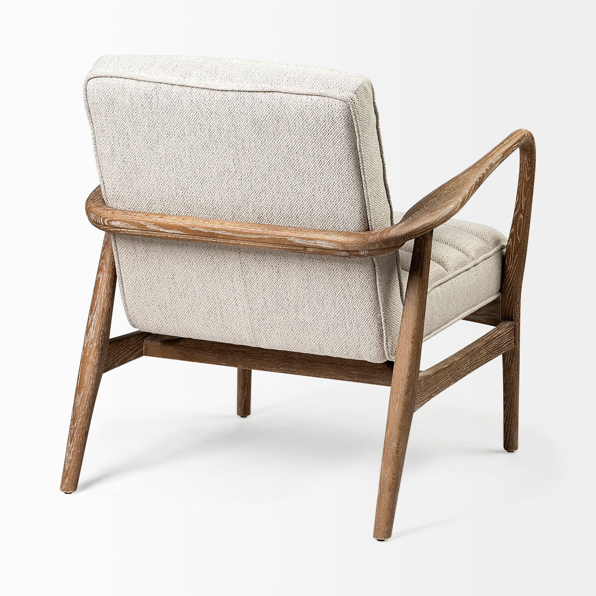 Ajax II Cream Fabric Accent Chair - Brown Wood Frame-Accent Chairs-DECOROLALA